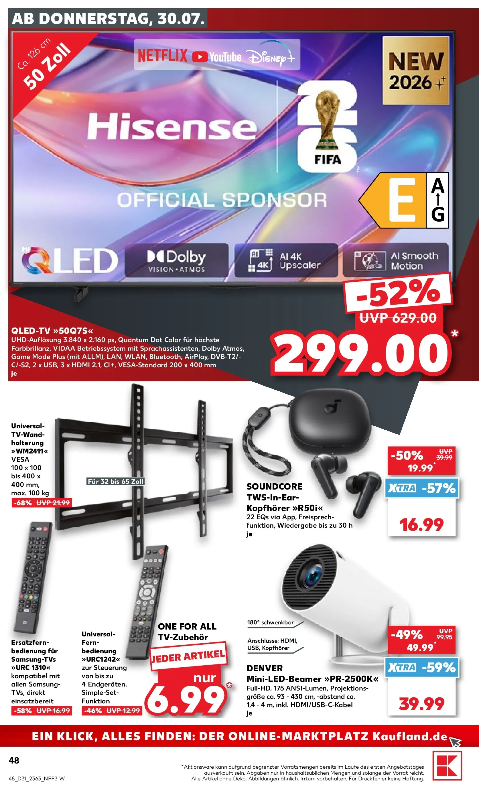 Prospekt Kaufland ab 30.07.2026 ยป Angebote und Werbung Online | Seite: 52 | Produkte: Hisense, Samsung, Kopfhรถrer Prospekt Kaufland ab 30.07.2026 ยป Angebote Online zum Blรคttern | Seite: 52 | Produkte: Hisense, Samsung, Kopfhรถrer