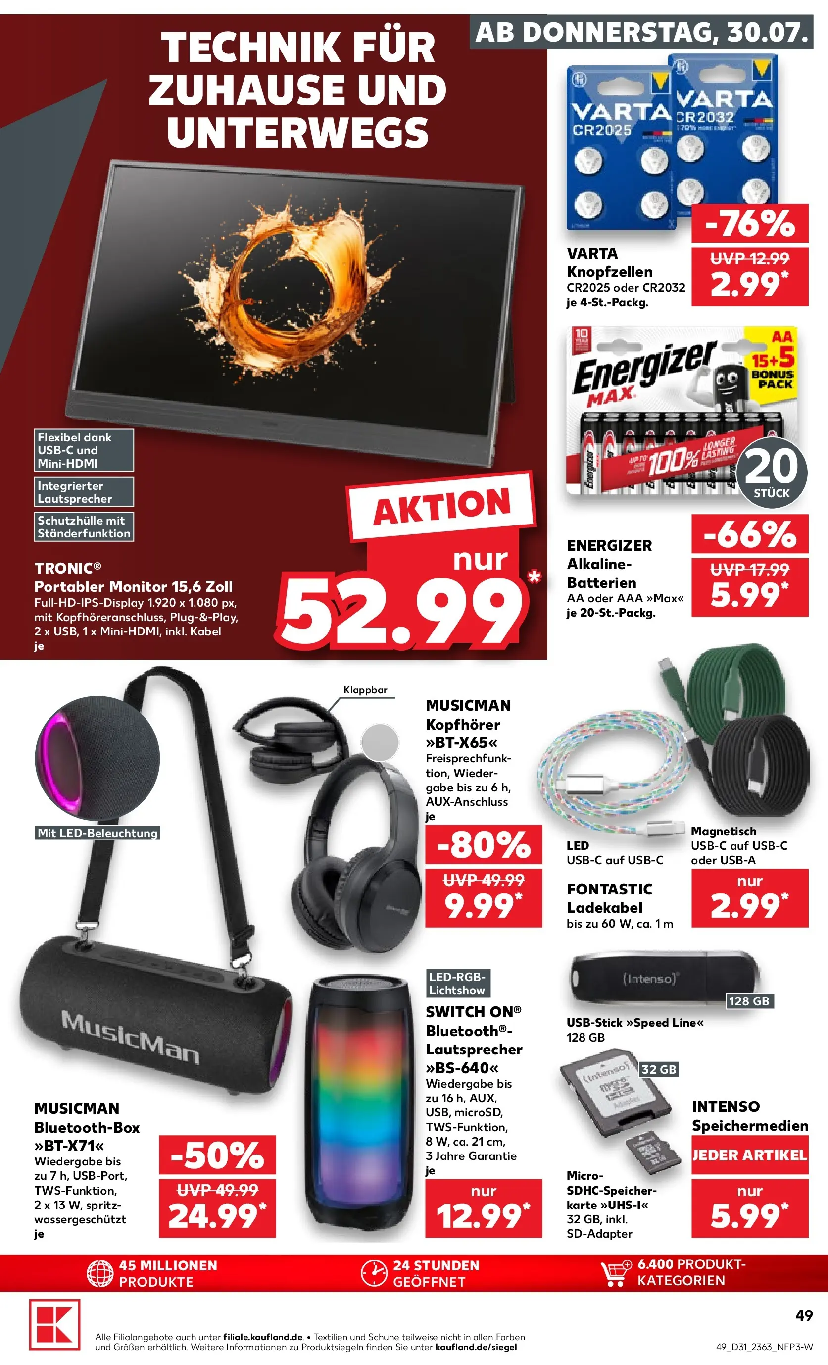 Prospekt Kaufland ab 30.07.2026 ยป Angebote und Werbung Online | Seite: 53 | Produkte: Kabel, Batterien, Ladekabel, Monitor Prospekt Kaufland ab 30.07.2026 ยป Angebote Online zum Blรคttern | Seite: 53 | Produkte: Kabel, Batterien, Ladekabel, Monitor