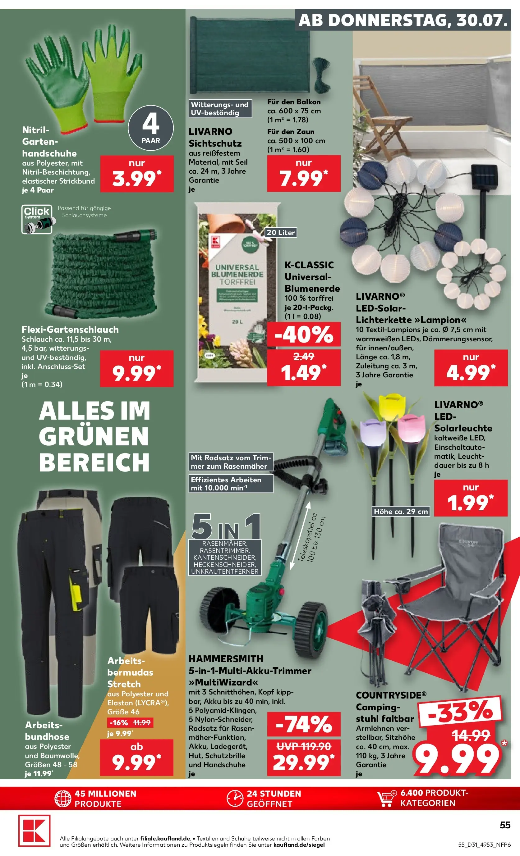Prospekt Kaufland ab 30.07.2026 ยป Angebote und Werbung Online | Seite: 59 | Produkte: Rasenmรคher, Stuhl, Solarleuchte, Handschuhe Prospekt Kaufland ab 30.07.2026 ยป Angebote Online zum Blรคttern | Seite: 59 | Produkte: Rasenmรคher, Stuhl, Solarleuchte, Handschuhe