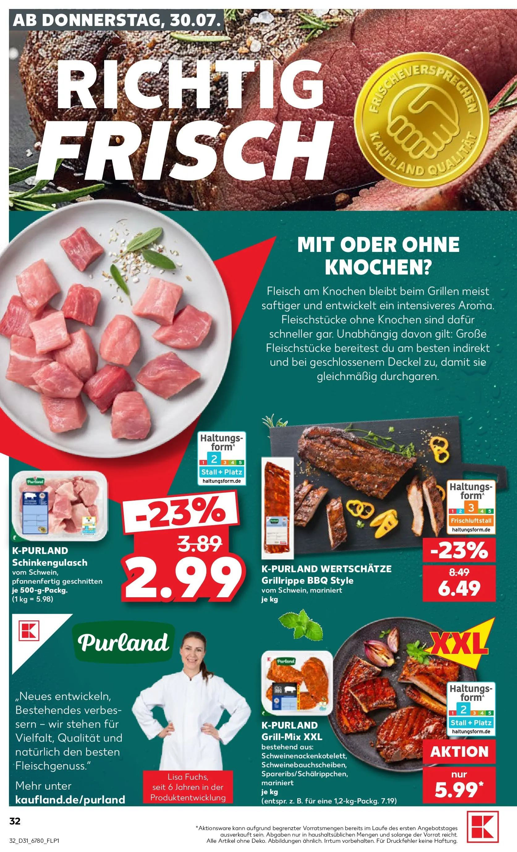 Prospekt Kaufland ab 30.07.2026 ยป Angebote und Werbung Online | Seite: 32 | Produkte: Fleisch Prospekt Kaufland ab 30.07.2026 ยป Angebote Online zum Blรคttern | Seite: 32 | Produkte: Fleisch