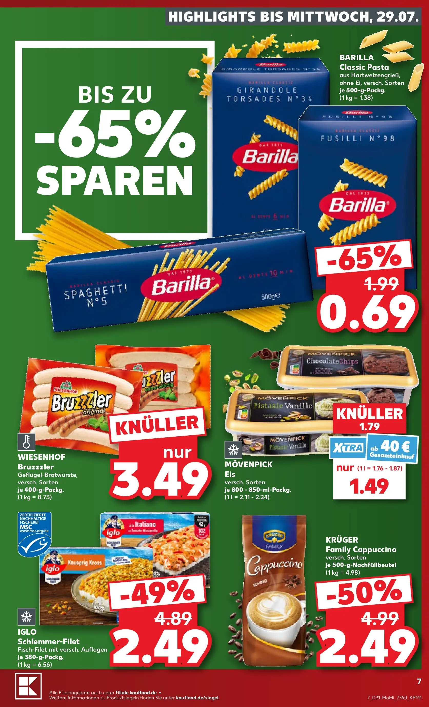 Prospekt Kaufland ab 27.07.2026 » Angebote Online zum Blättern | Seite: 7 | Produkte: Barilla, Iglo, Pasta