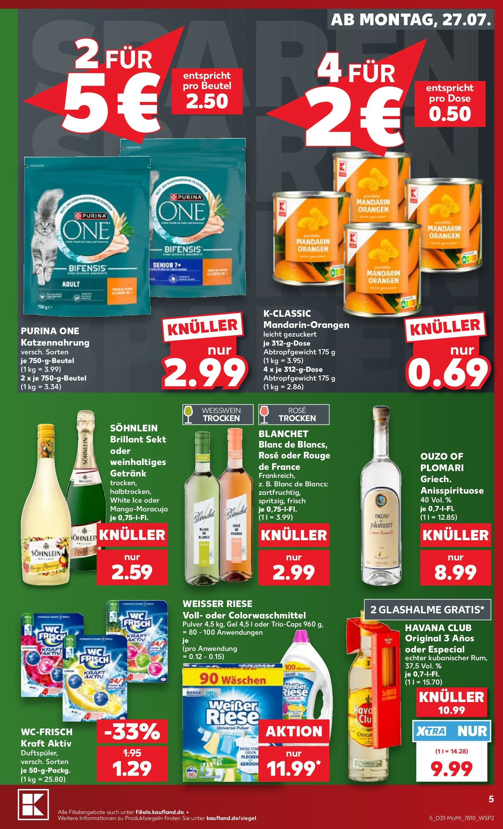 Prospekt Kaufland ab 27.07.2026 ยป Angebote und Werbung Online | Seite: 5 | Produkte: Purina one, Havana club, Weiรwein, Rouge Prospekt Kaufland ab 27.07.2026 ยป Angebote Online zum Blรคttern | Seite: 5 | Produkte: Purina one, Havana club, Weiรwein, Rouge