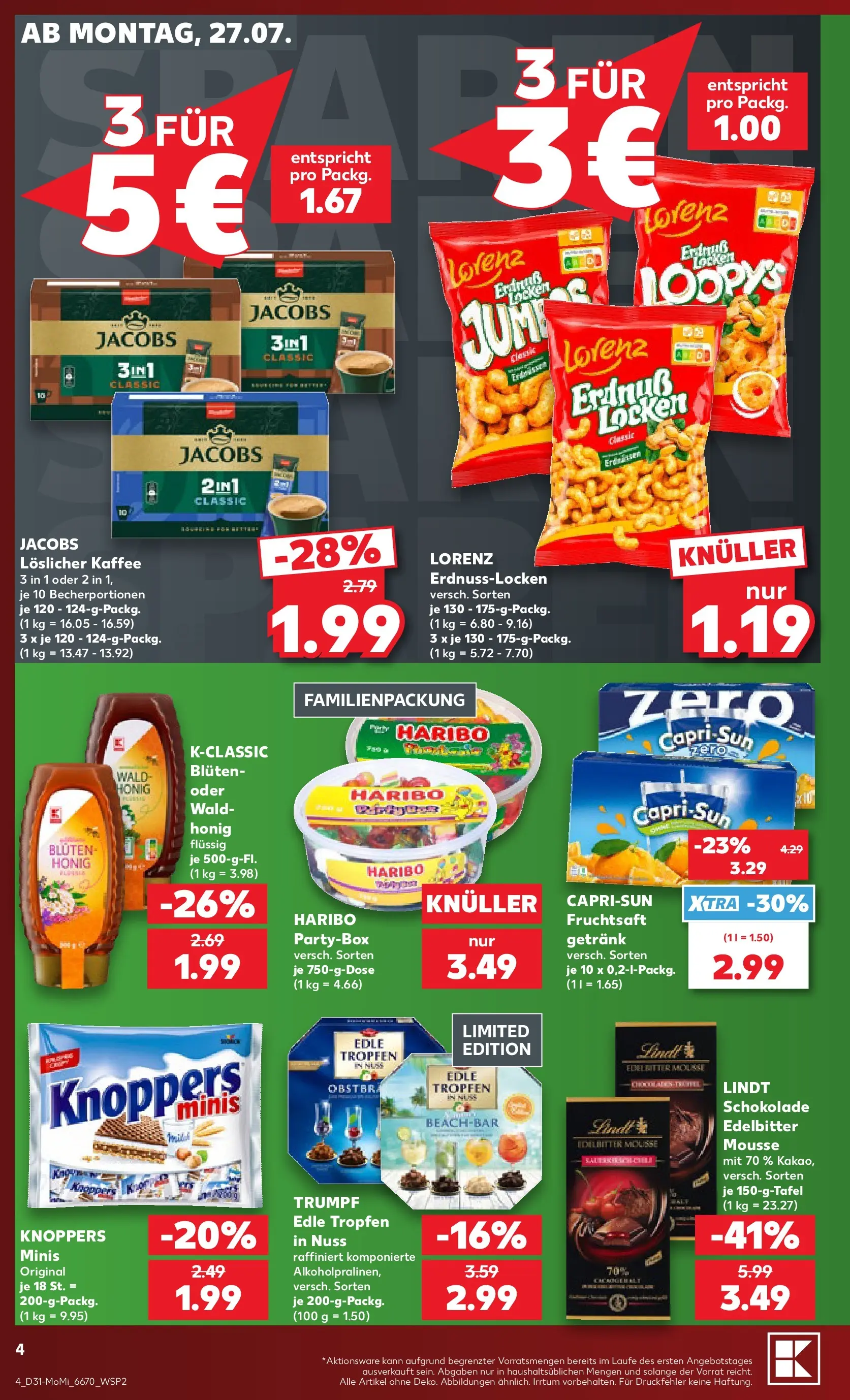 Prospekt Kaufland ab 27.07.2026 ยป Angebote und Werbung Online | Seite: 4 | Produkte: Haribo, Kaffee, Tรผr, Fruchtsaft Prospekt Kaufland ab 27.07.2026 ยป Angebote Online zum Blรคttern | Seite: 4 | Produkte: Haribo, Kaffee, Tรผr, Fruchtsaft