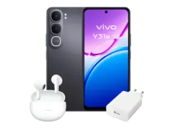 Vivo Y31e 5G inkl. Vivo Buds Air3 & 44 Watt FlashCharger, 512 GB, Glowing Black, Dual SIM