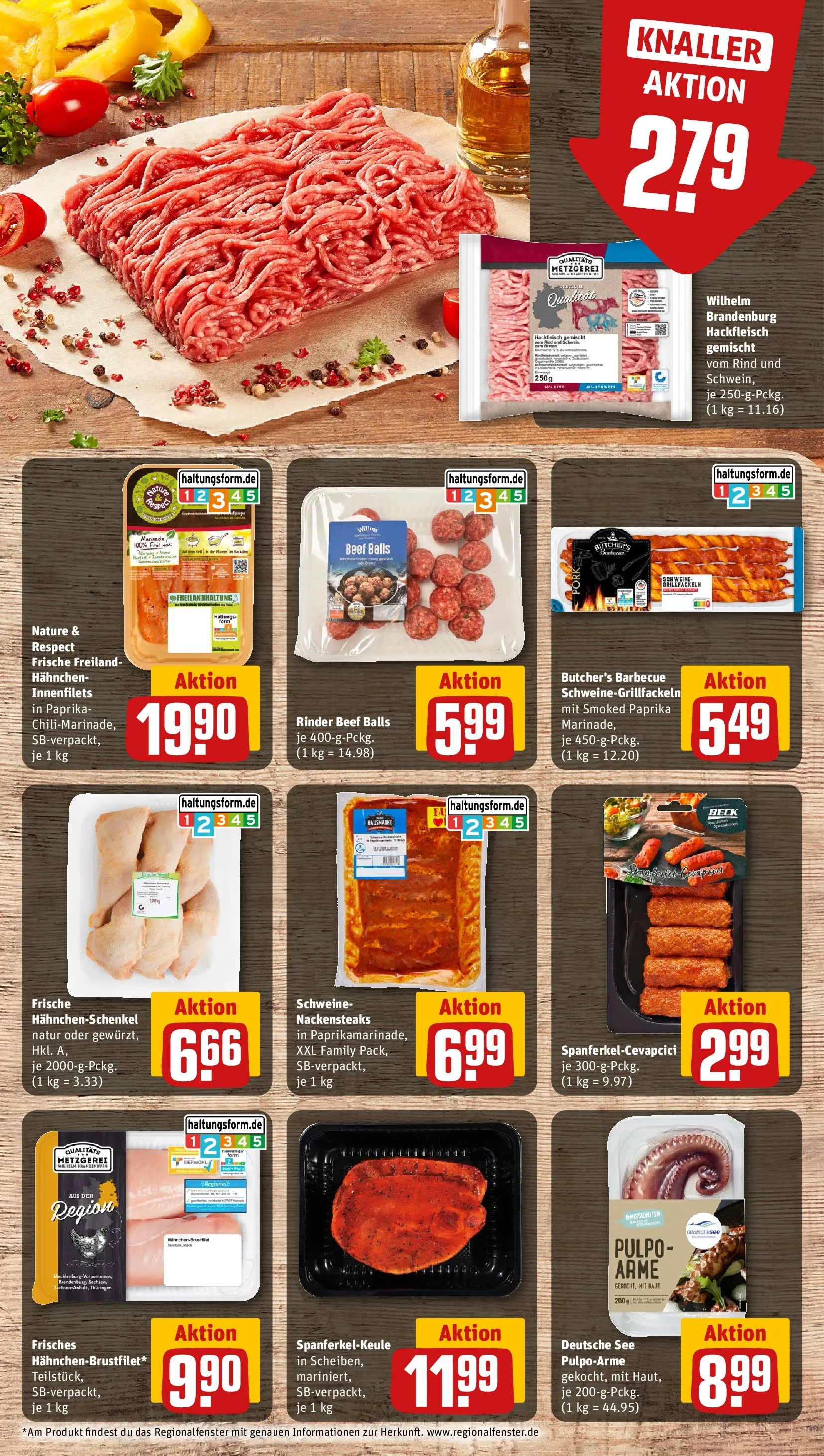 REWE Prospekt ab 27.07.2026 zum Blättern » Angebote | Seite: 9 | Produkte: Nackensteaks, Hahnchenschenkel, Paprika, Hackfleisch