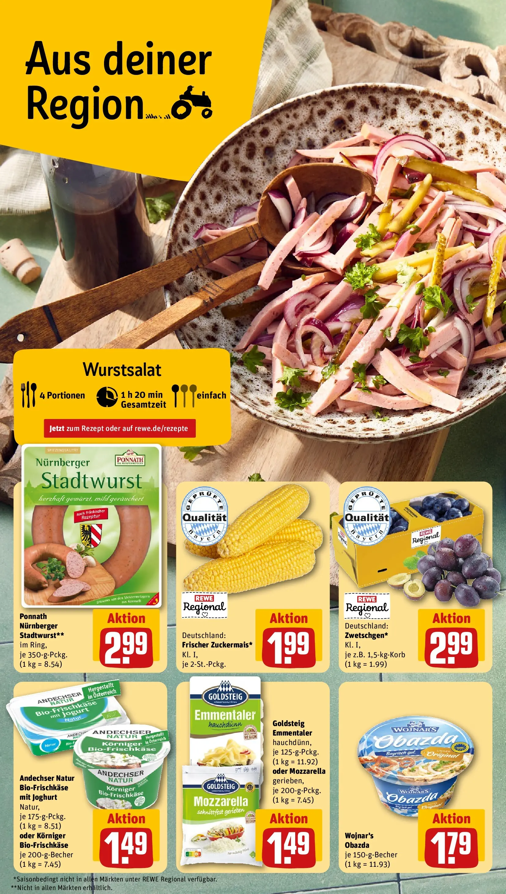REWE Prospekt ab 27.07.2026 zum Blättern » Angebote | Seite: 4 | Produkte: Joghurt, Mozzarella