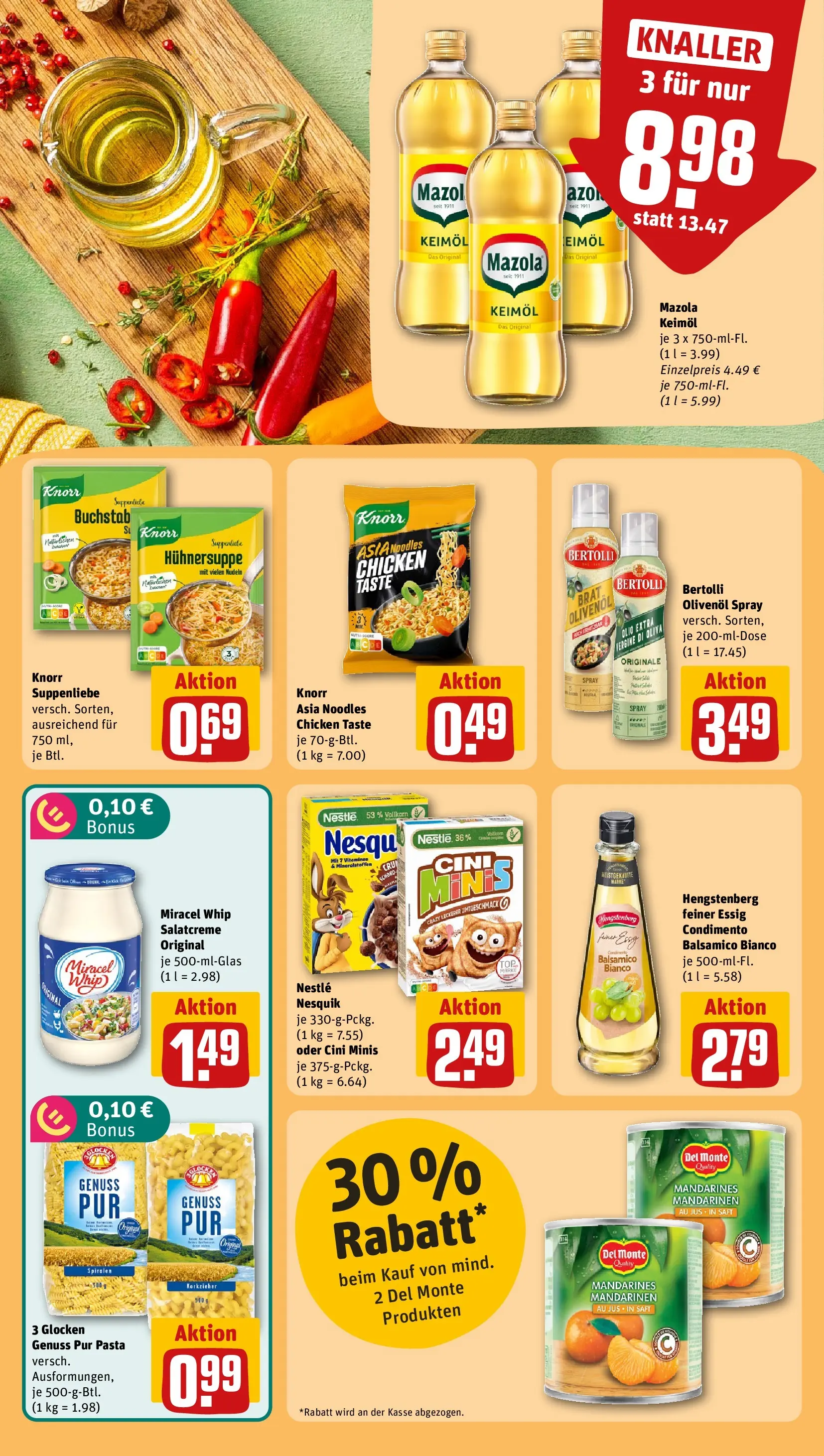 REWE Prospekt ab 27.07.2026 zum Blättern » Angebote | Seite: 24 | Produkte: Essig, Knorr, Miracel whip, Saft