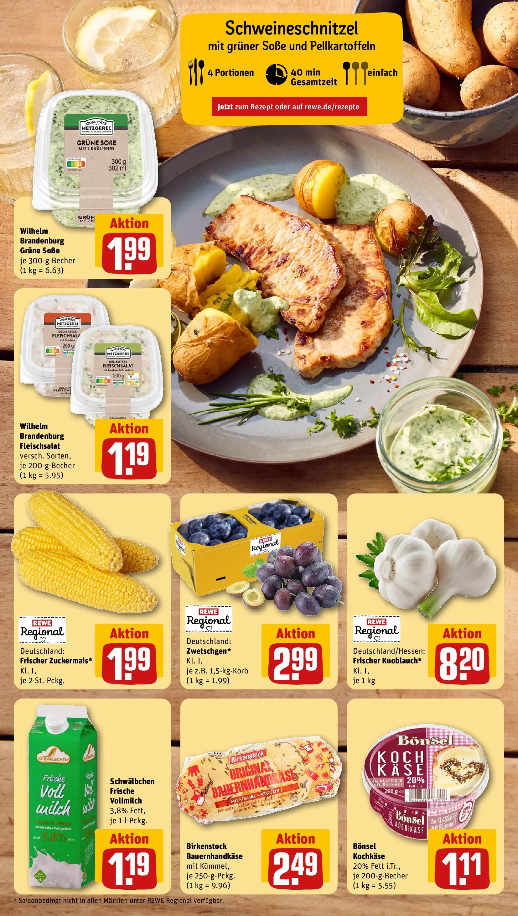 REWE Prospekt ab 27.07.2026 zum Blättern » Angebote | Seite: 4 | Produkte: Milch, Käse, Soße, Gurken