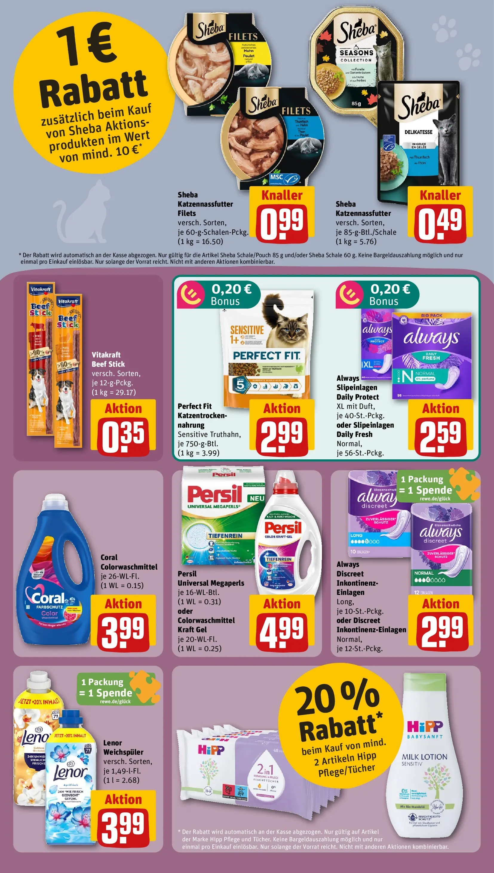 REWE Prospekt ab 27.07.2026 zum Blättern » Angebote | Seite: 28 | Produkte: Sheba, Thunfisch, Coral, Weichspüler