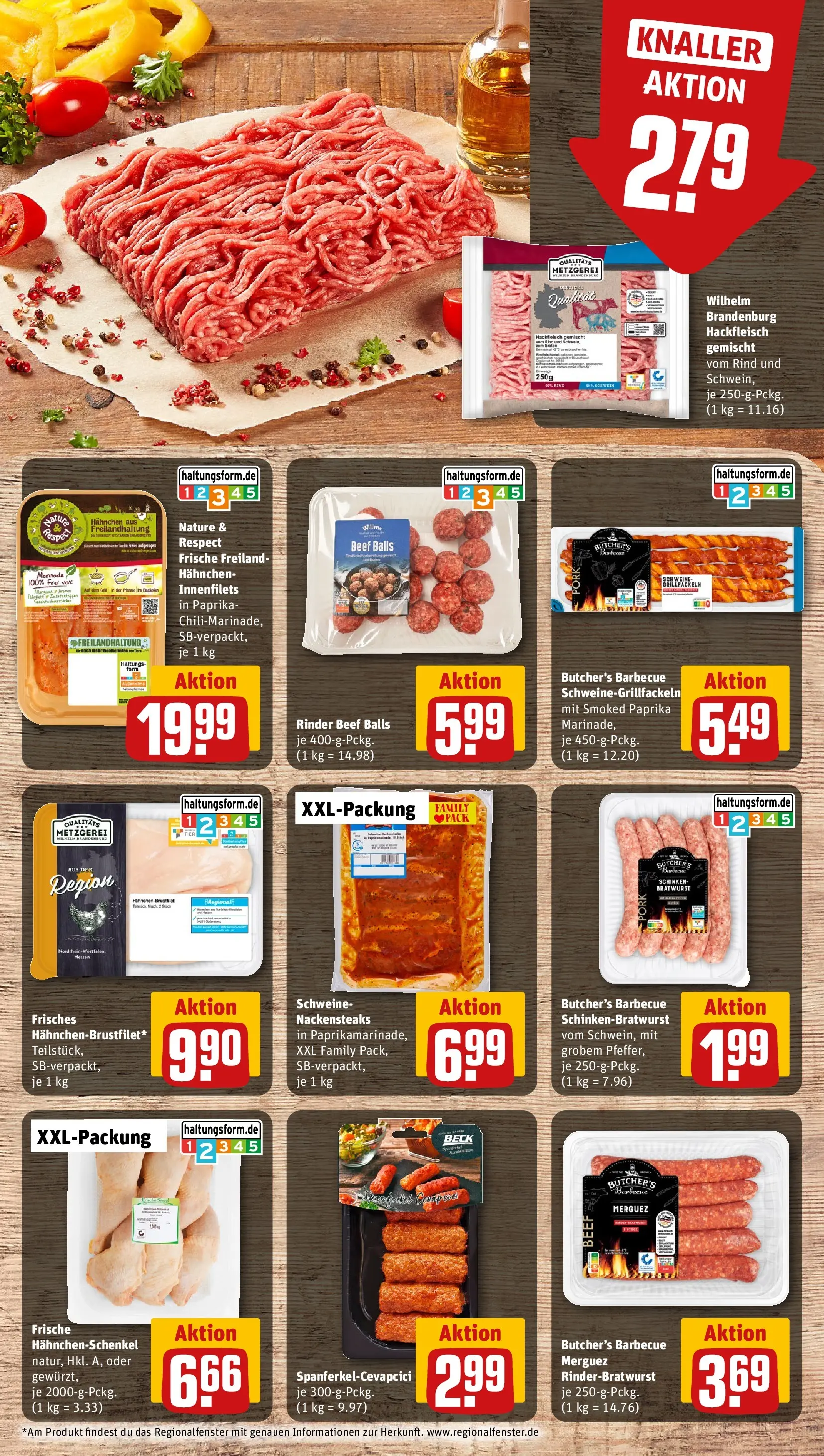 REWE Prospekt ab 27.07.2026 zum Blättern » Angebote | Seite: 9 | Produkte: Hahnchen, Hahnchenschenkel, Paprika, Hackfleisch
