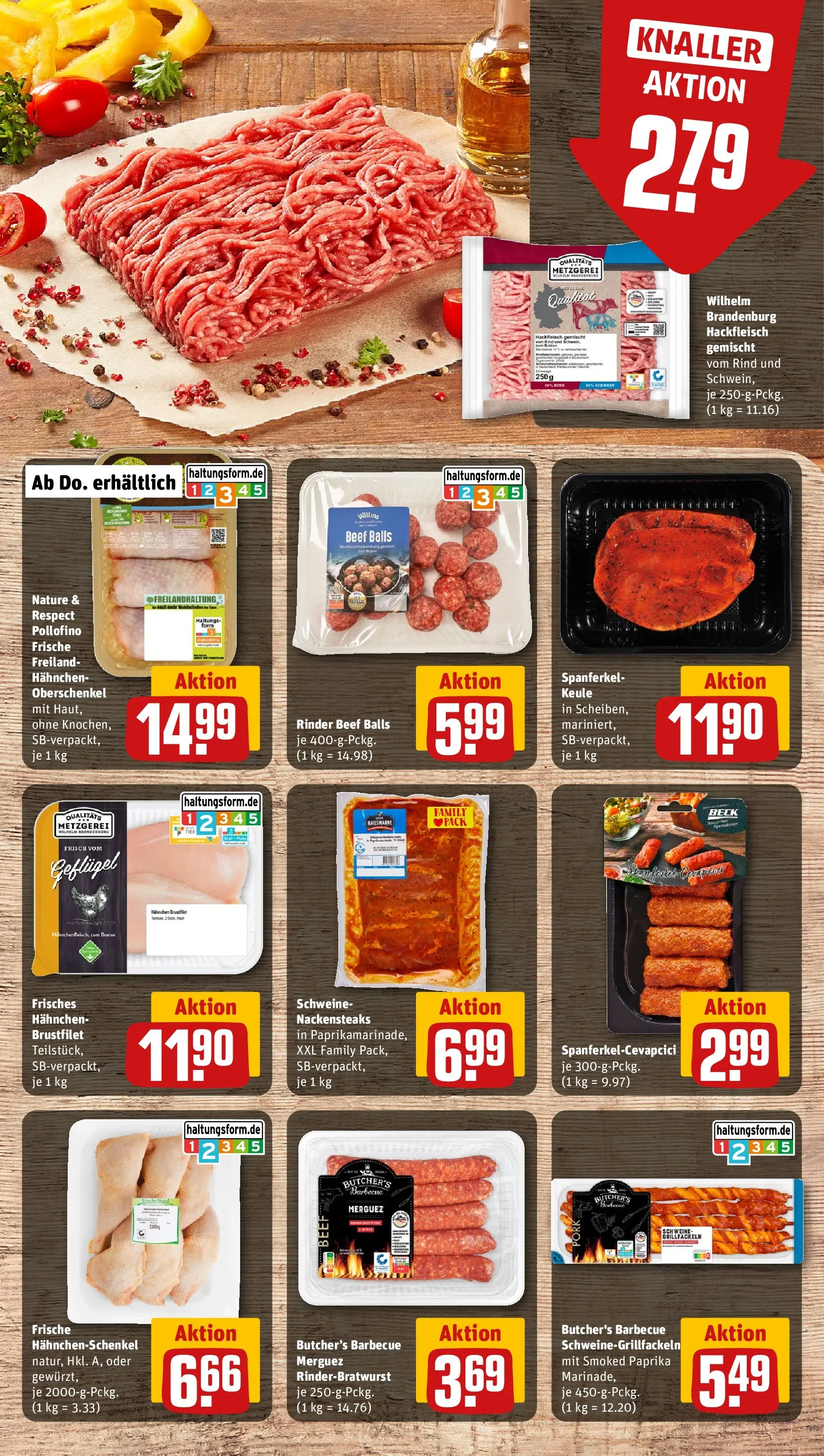 REWE Prospekt ab 27.07.2026 zum Blättern » Angebote | Seite: 11 | Produkte: Nackensteaks, Hahnchen, Cevapcici, Hackfleisch