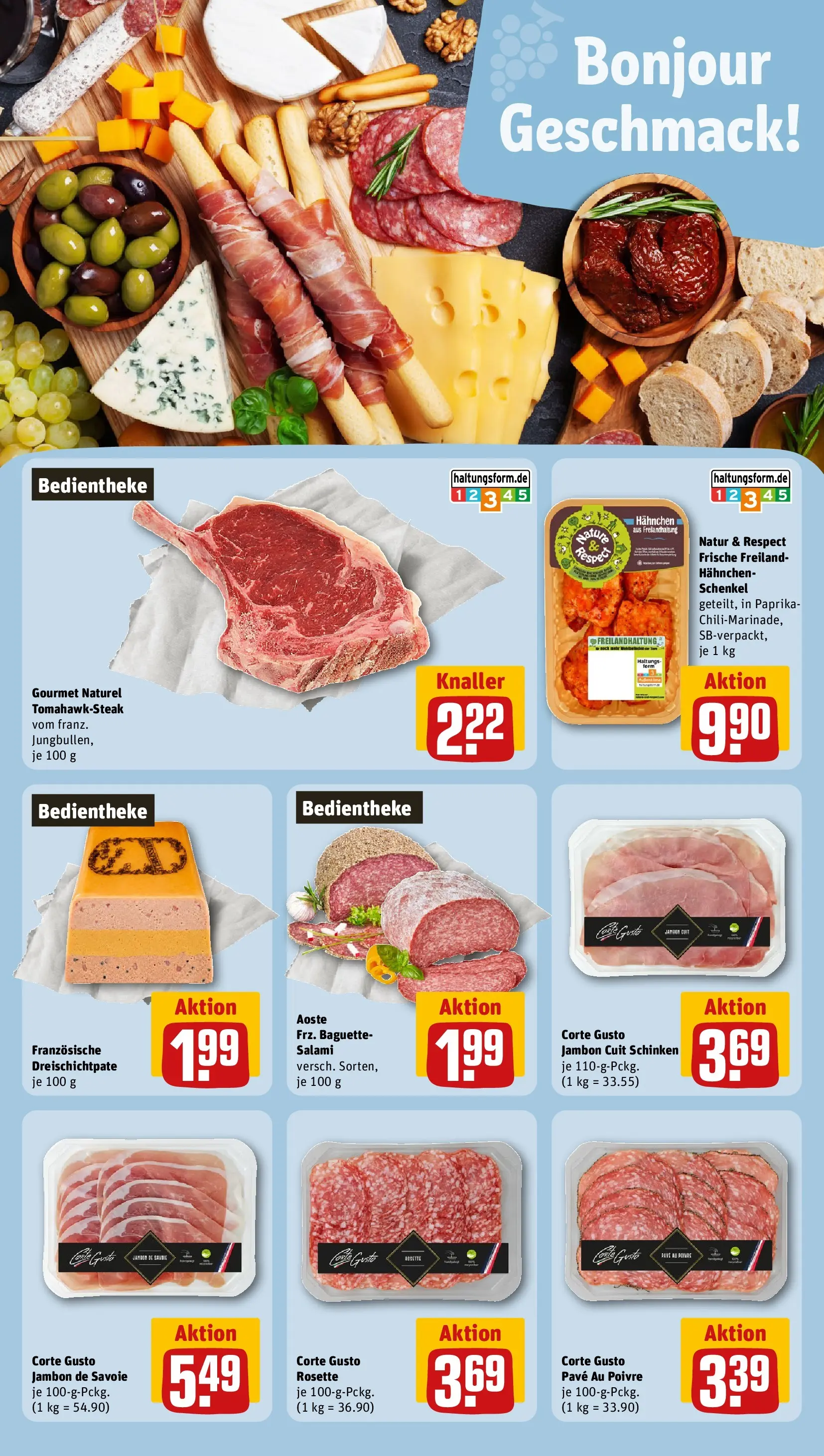REWE Prospekt ab 27.07.2026 zum Blättern » Angebote | Seite: 19 | Produkte: Hahnchen, Baguette, Paprika, Salami