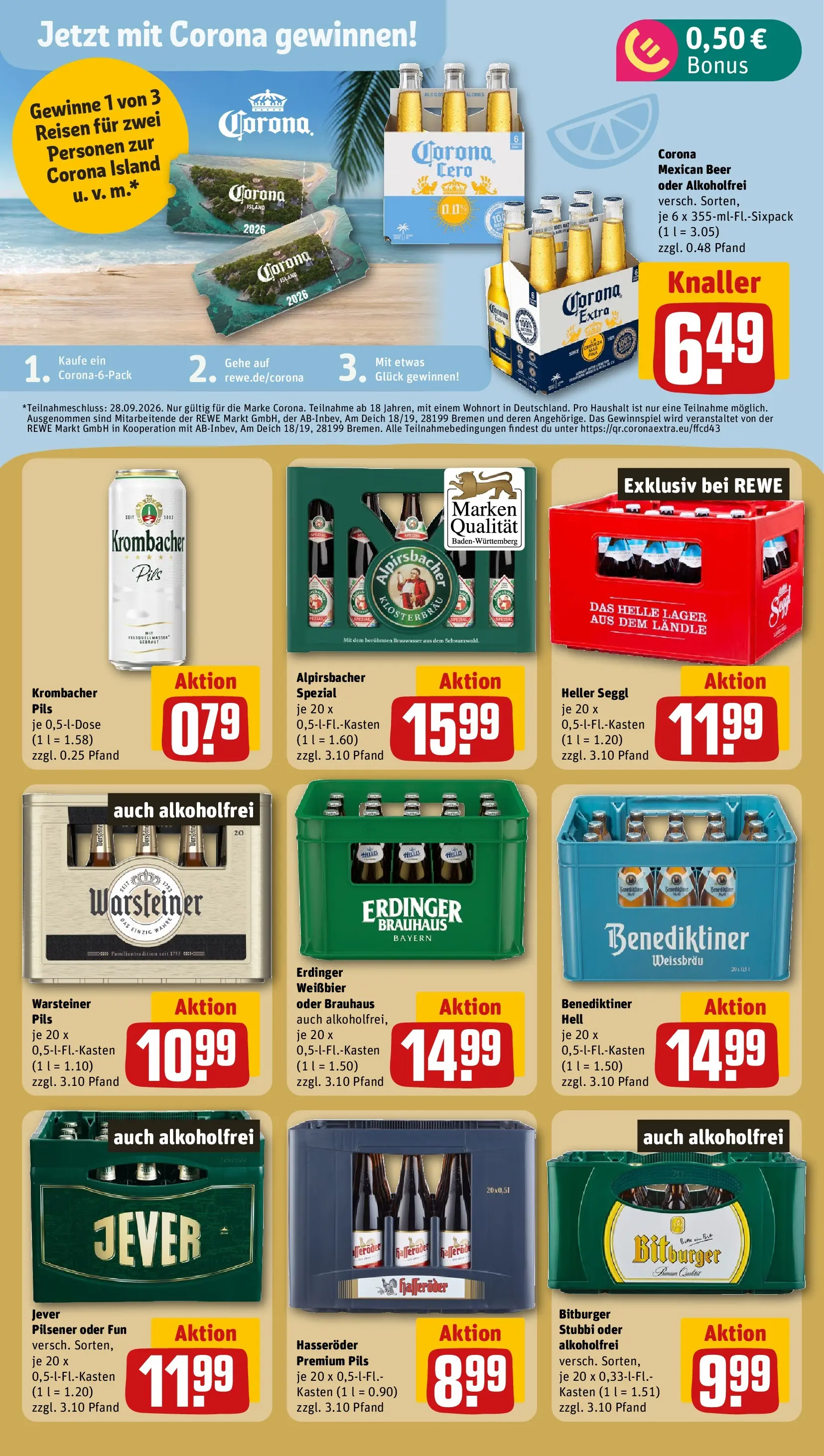 REWE Prospekt ab 27.07.2026 zum Blättern » Angebote | Seite: 19 | Produkte: Bitburger, Erdinger, Krombacher, Hasseröder