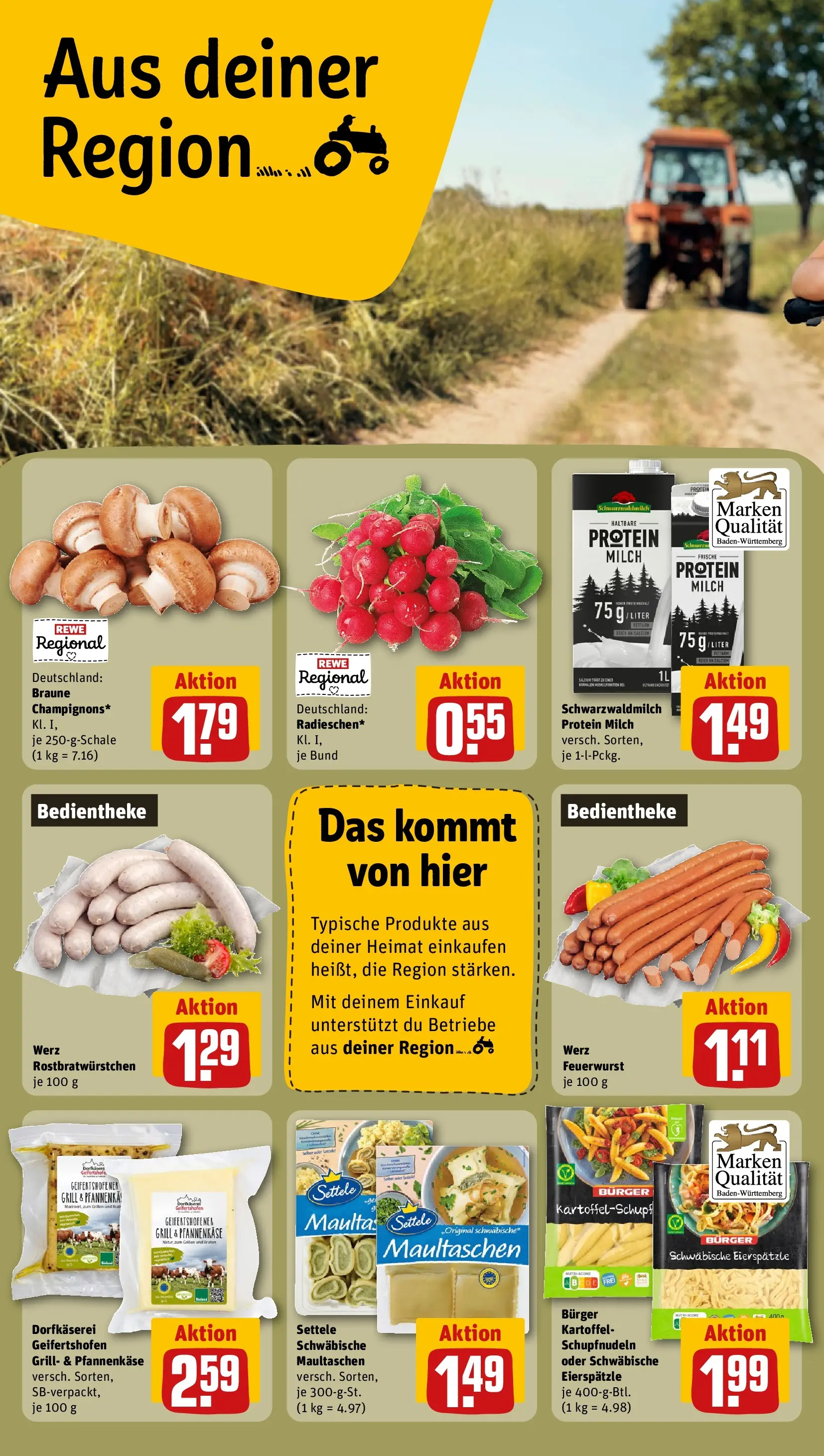 REWE Prospekt ab 27.07.2026 zum Blättern » Angebote | Seite: 26 | Produkte: Grill, Milch, Burger, Maultaschen