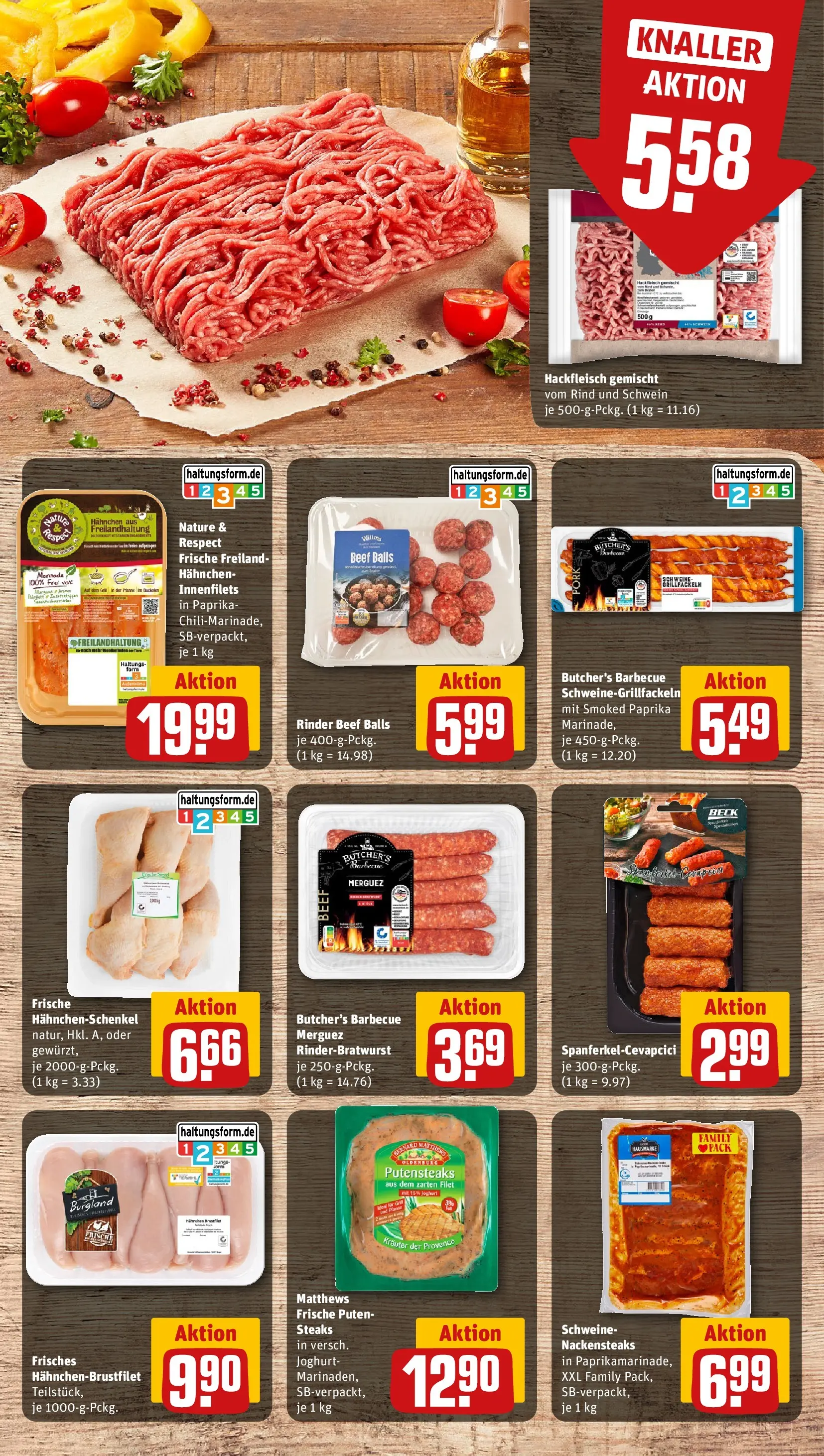 REWE Prospekt ab 27.07.2026 zum Blättern » Angebote | Seite: 9 | Produkte: Nackensteaks, Hahnchen, Backofen, Hackfleisch