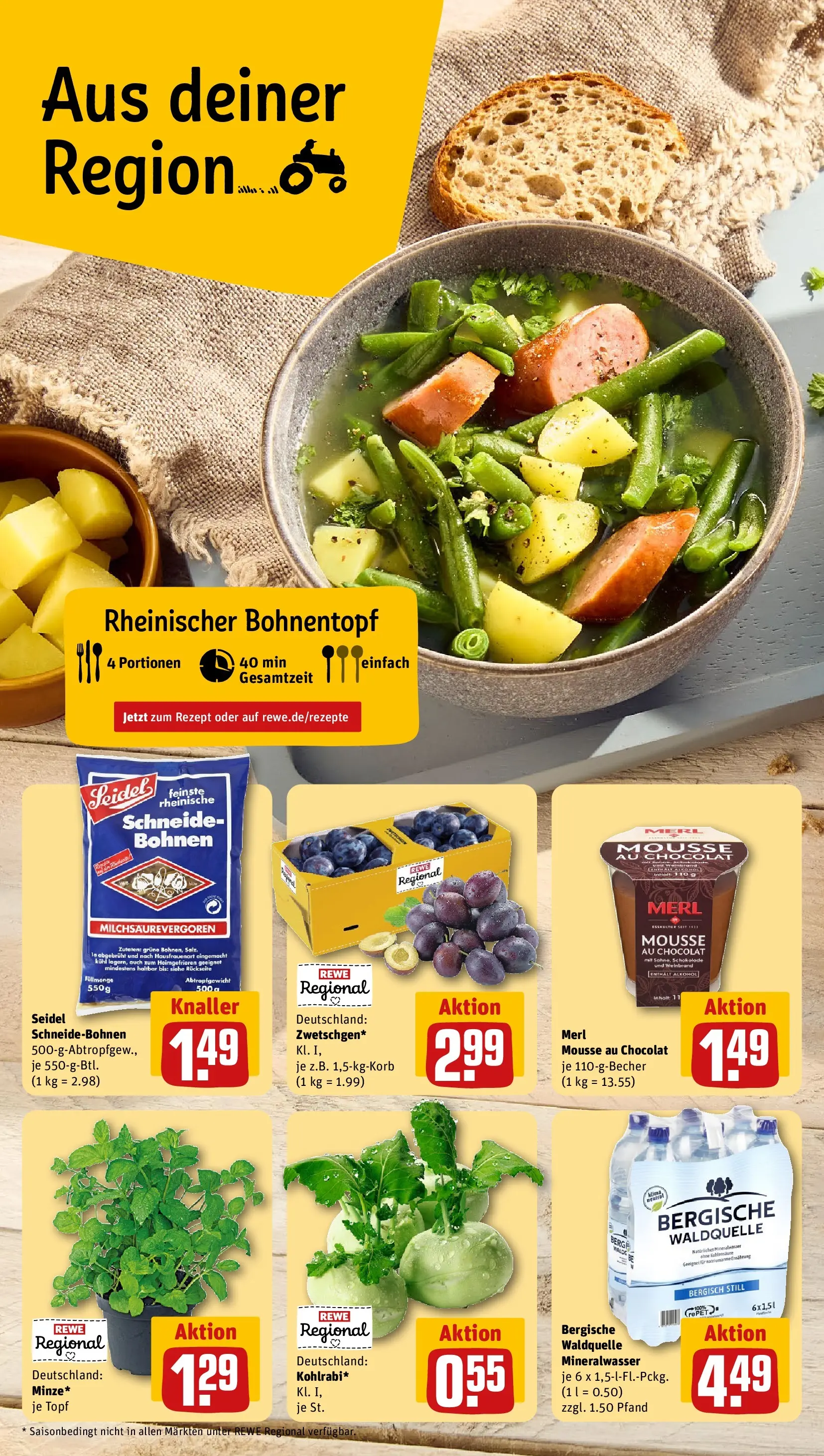 REWE Prospekt ab 27.07.2026 zum Blättern » Angebote | Seite: 4 | Produkte: Schokolade, Mineralwasser