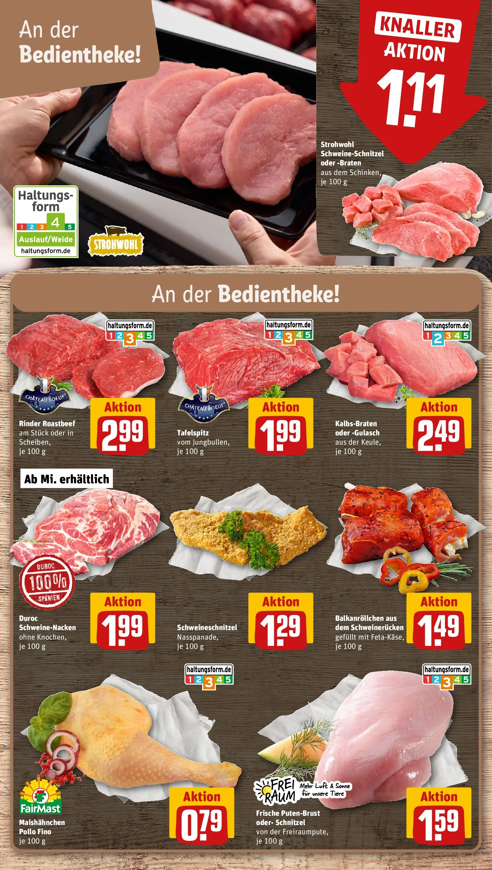 REWE Prospekt ab 27.07.2026 zum Blättern » Angebote | Seite: 8 | Produkte: Schweinenacken, Schnitzel, Roastbeef, Schweinerucken