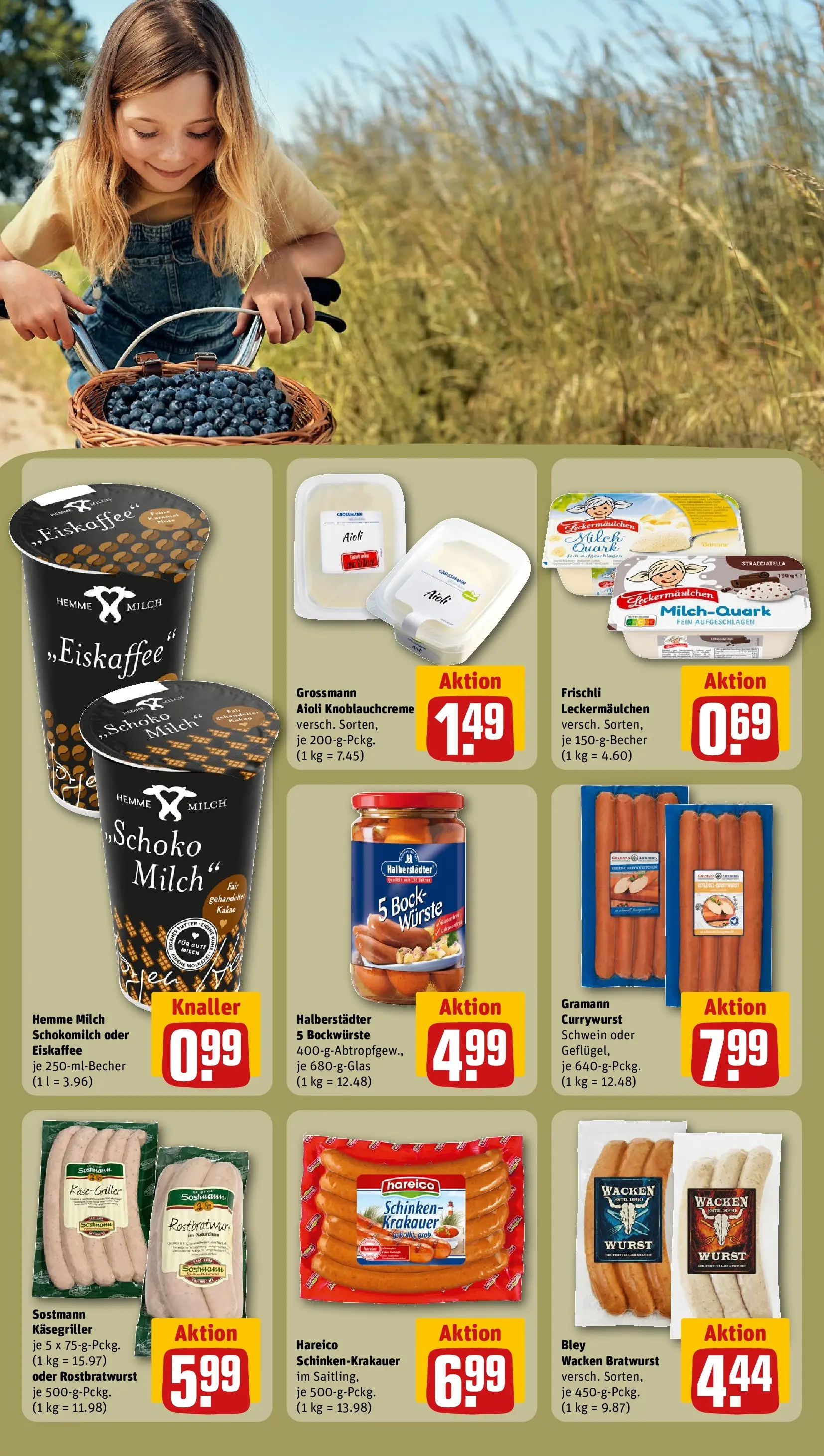REWE Prospekt ab 27.07.2026 zum Blättern » Angebote | Seite: 25 | Produkte: Milch, Bratwurst, Wurst, Schinken