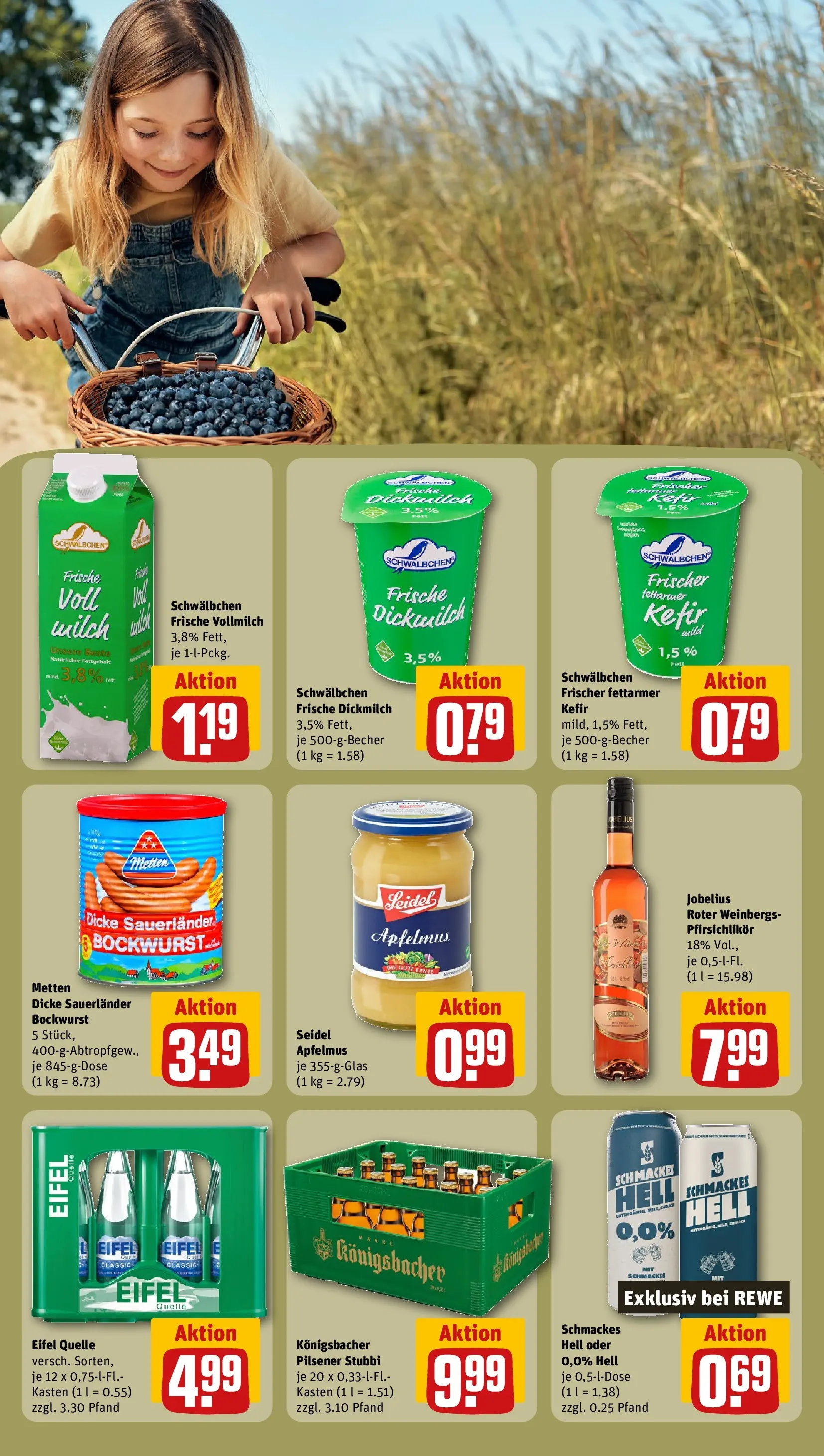 REWE Prospekt ab 27.07.2026 zum Blättern » Angebote | Seite: 27 | Produkte: Bockwurst, Kefir, Milch