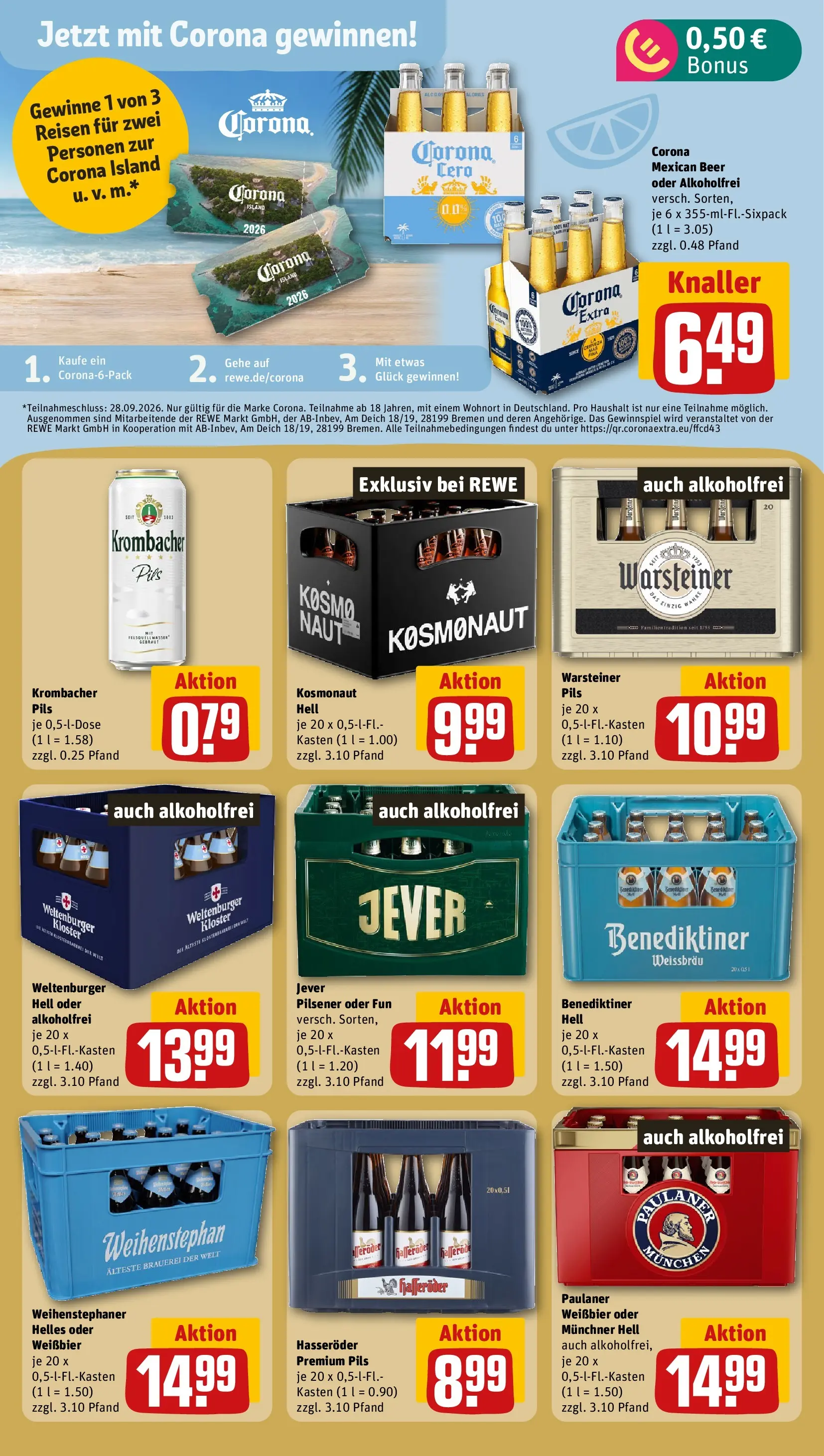 REWE Prospekt ab 27.07.2026 zum Blättern » Angebote | Seite: 21 | Produkte: Pils, Warsteiner, Krombacher, Hasseröder