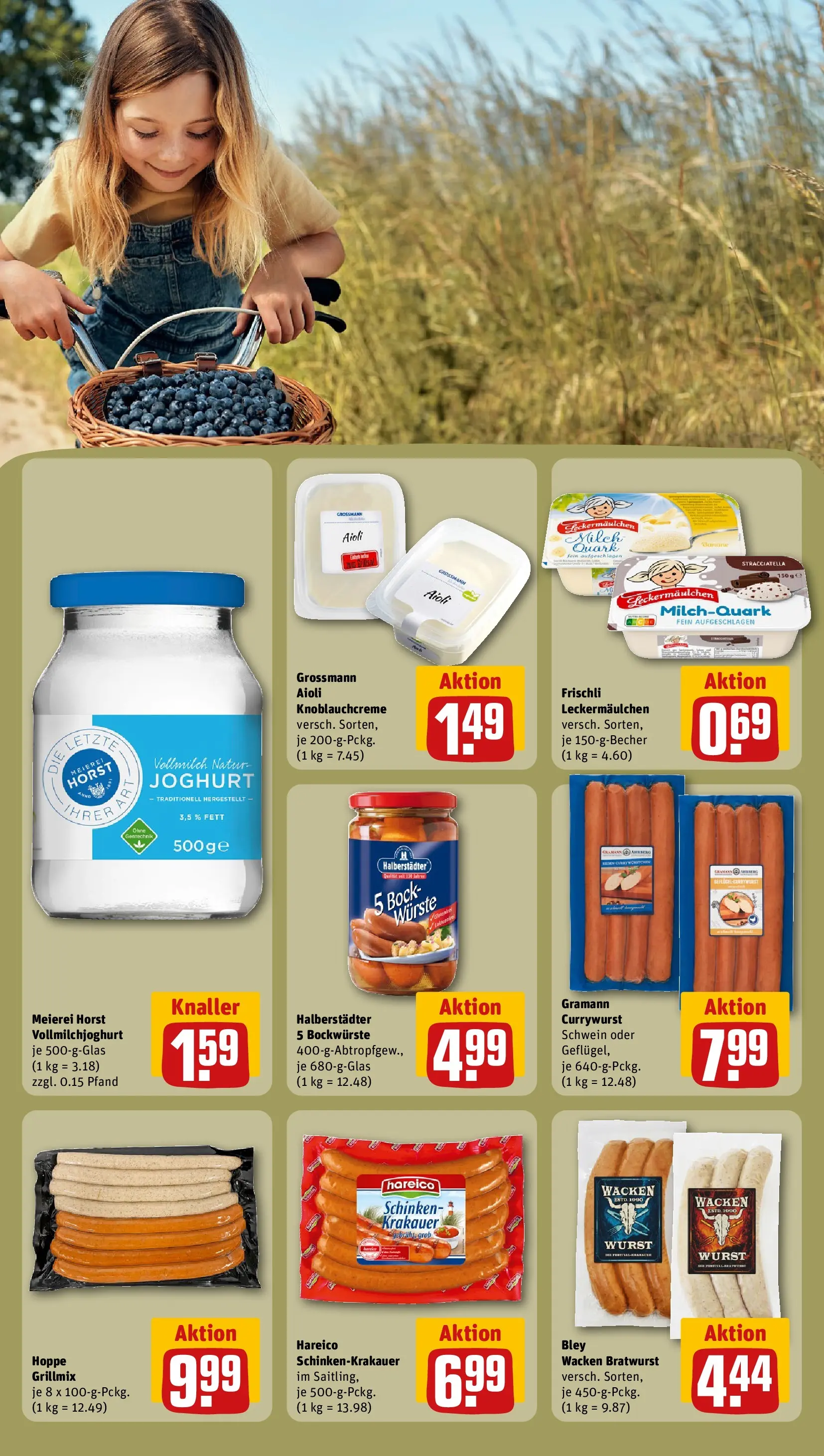REWE Prospekt ab 27.07.2026 zum Blättern » Angebote | Seite: 25 | Produkte: Quark, Milch, Joghurt, Bratwurst