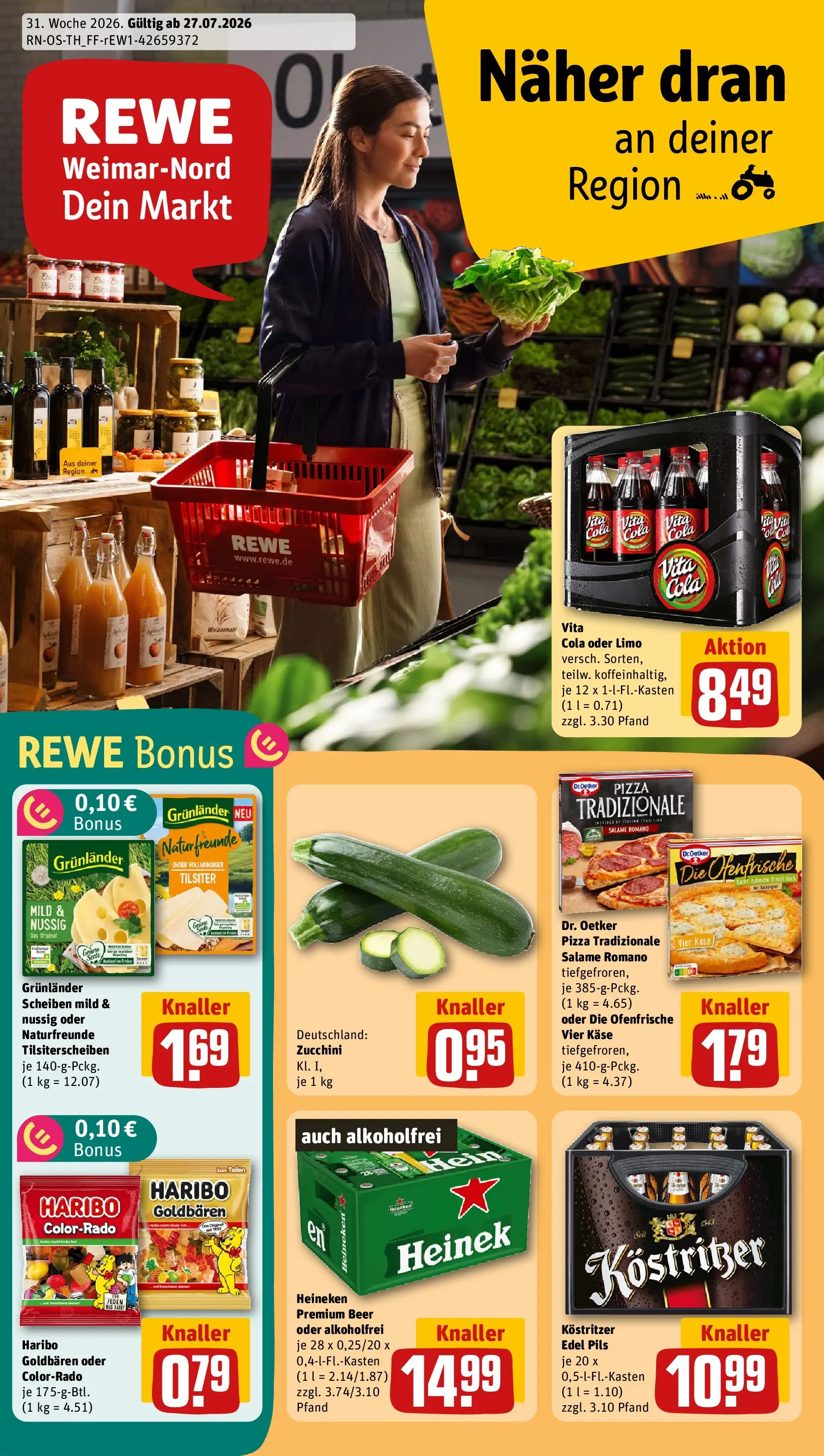 REWE Prospekt ab 27.07.2026 zum Blättern » Angebote | Seite: 1 | Produkte: Kostritzer, Pils, Weizenmehl, Ofenfrische