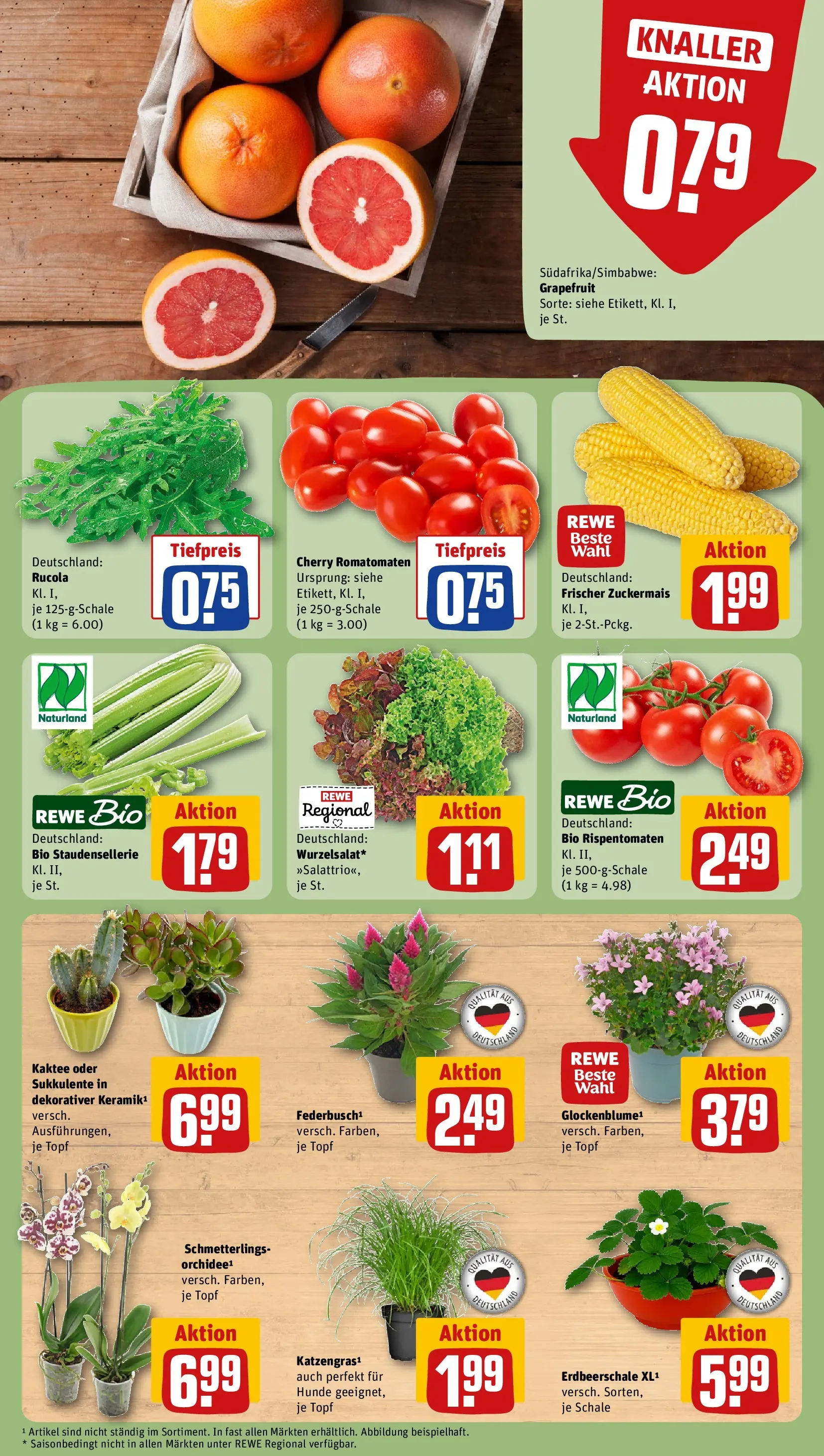 REWE Prospekt ab 27.07.2026 zum Blättern » Angebote | Seite: 5 | Produkte: Rucola, Grapefruit