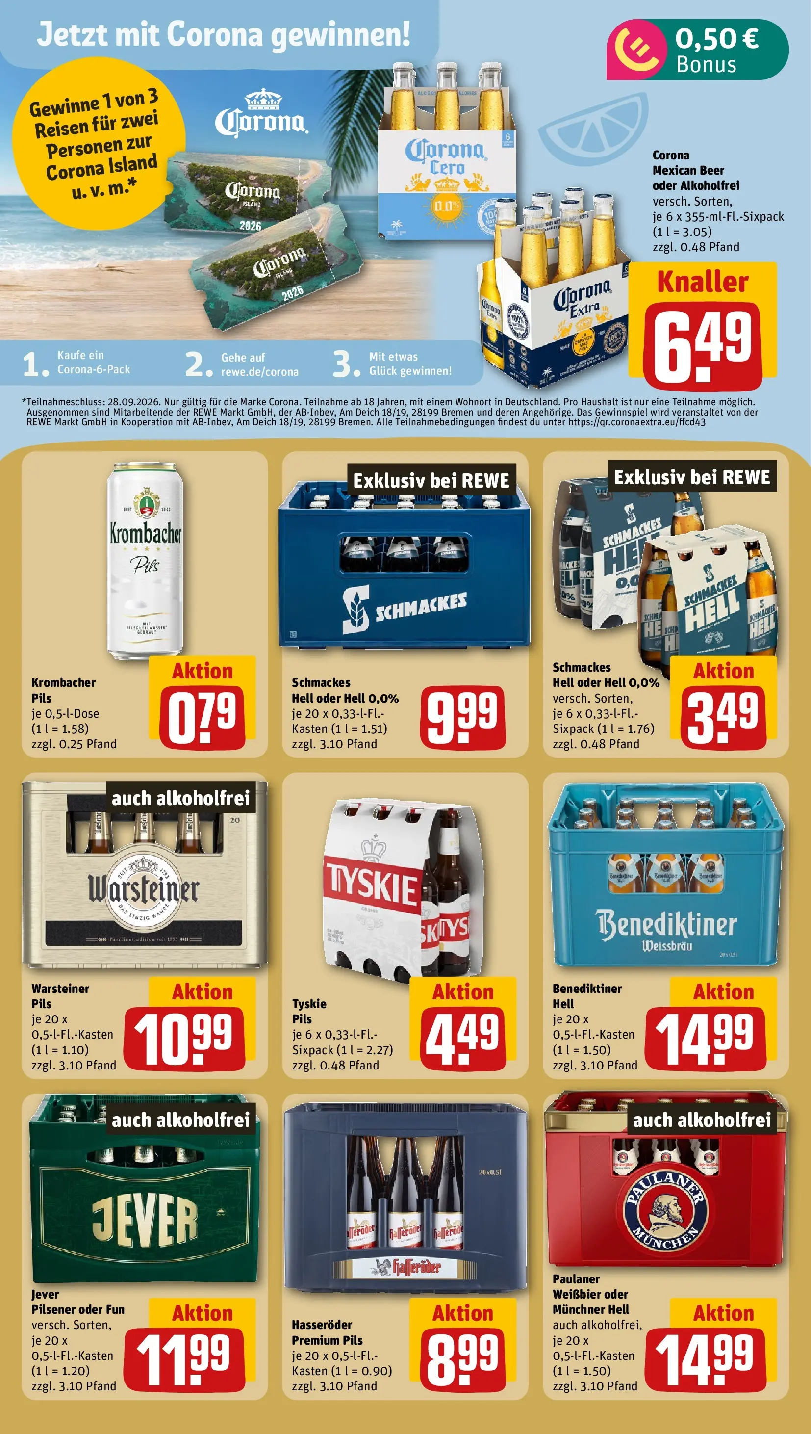 REWE Prospekt ab 27.07.2026 zum Blättern » Angebote | Seite: 15 | Produkte: Tyskie, Weißbier, Pils, Krombacher