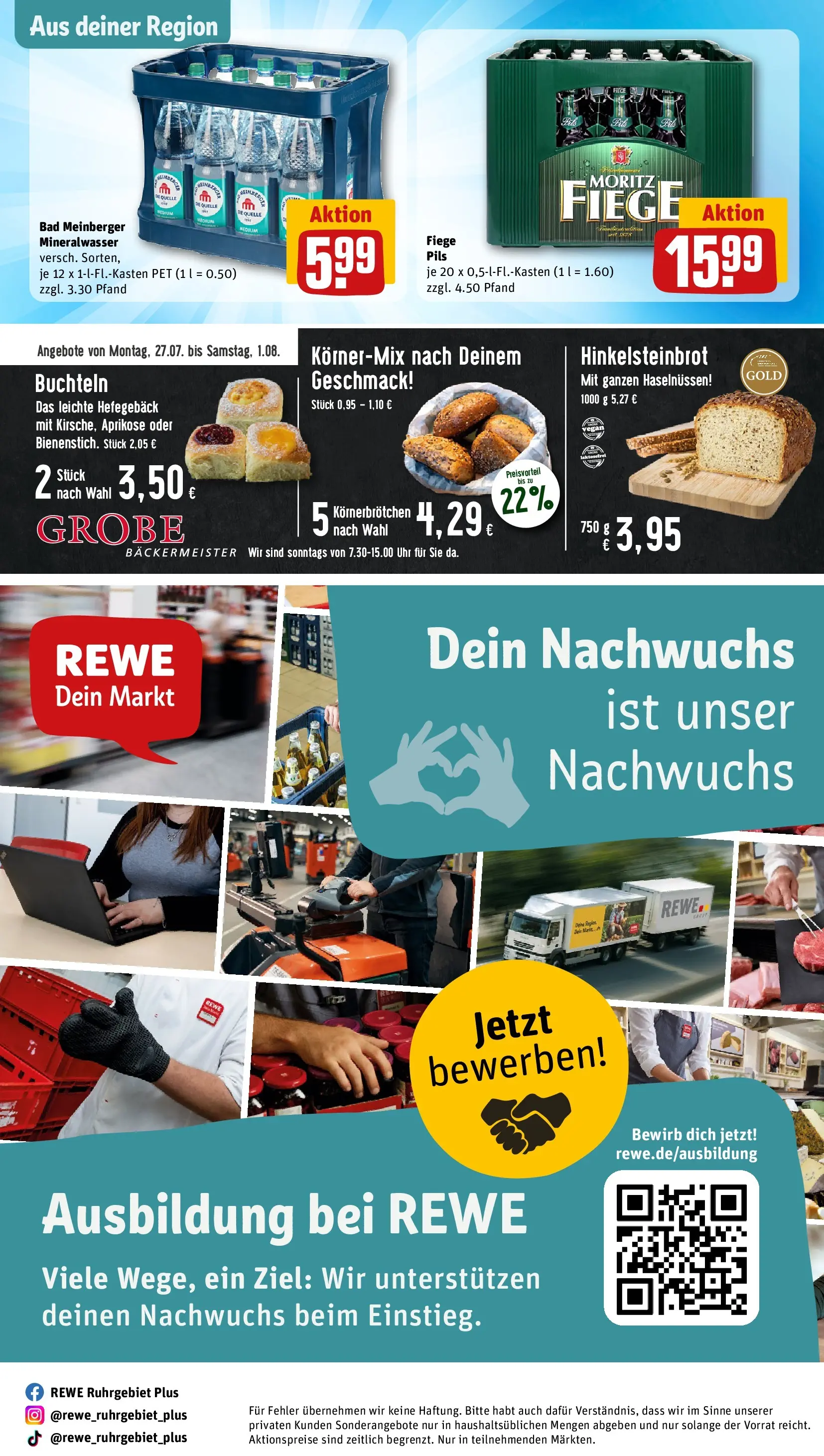 REWE Prospekt ab 27.07.2026 zum Blättern » Angebote | Seite: 30 | Produkte: Bad, Pils, Mineralwasser, Uhr