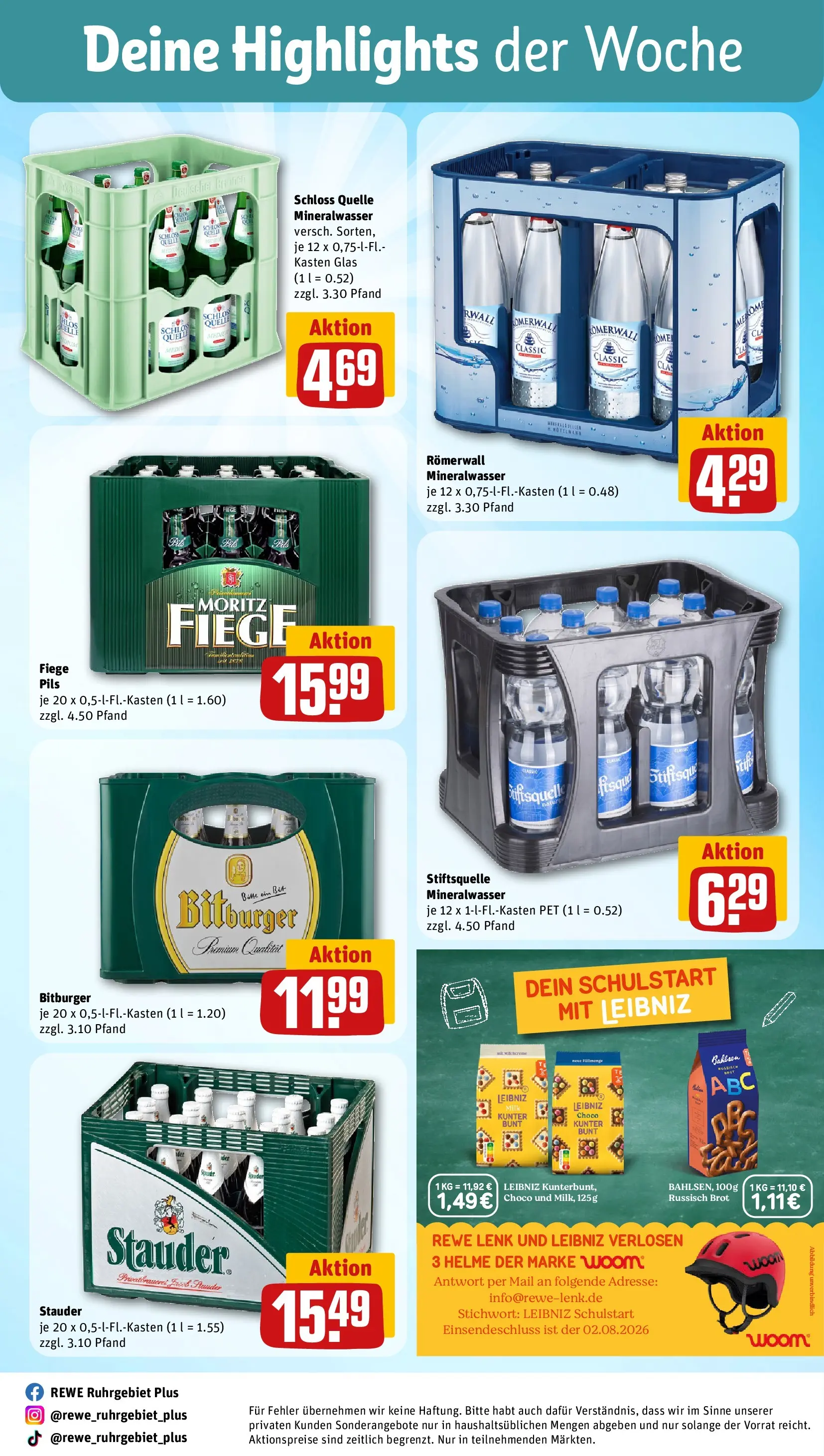 REWE Prospekt ab 27.07.2026 zum Blättern » Angebote | Seite: 30 | Produkte: Bitburger, Pils, Mineralwasser, Brot