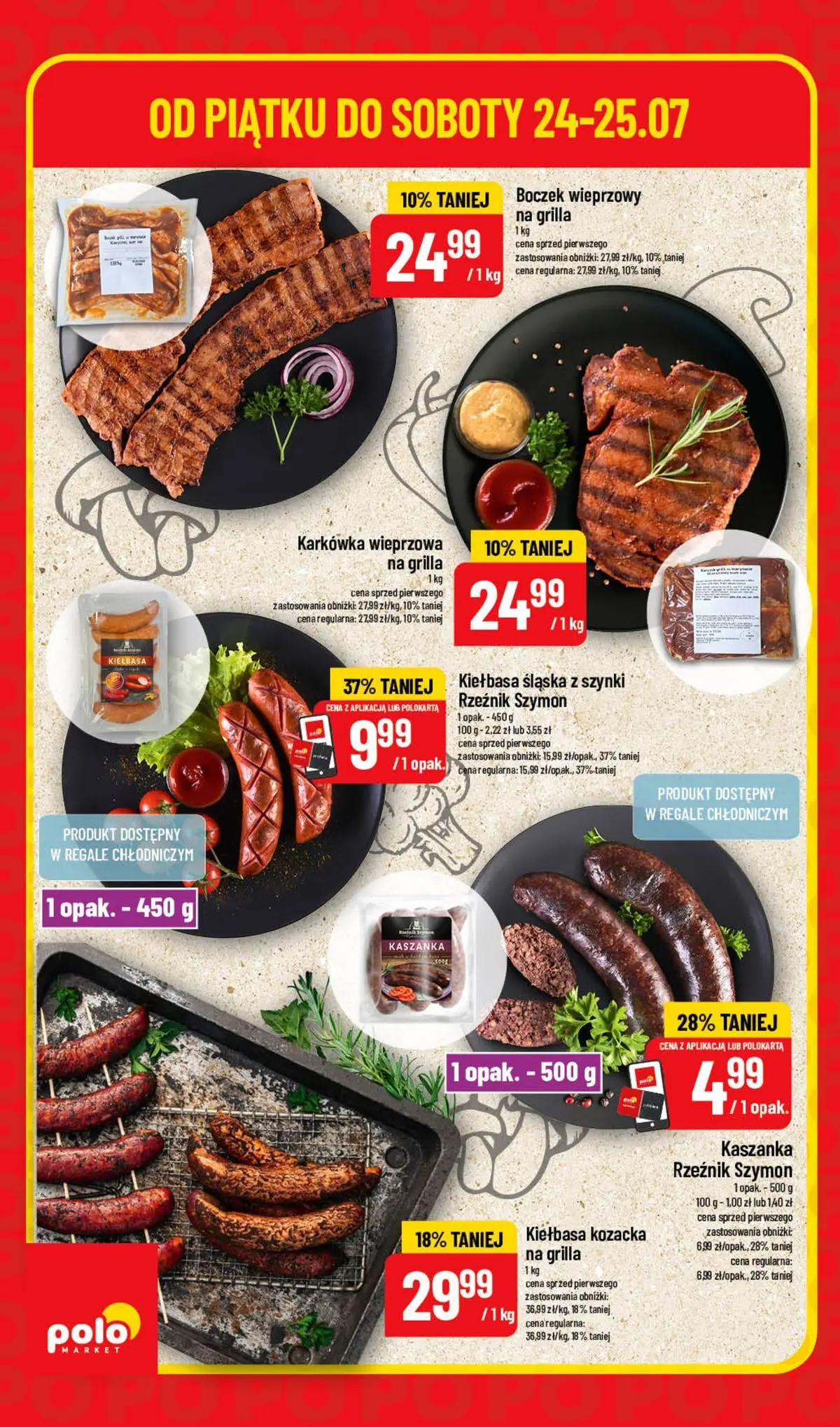 Nowa POLOmarket gazetka od jutra 24.07.2026 | Strona: 2 | Produkty: Kiełbasa, Karkówka, Kaszanka, Boczek