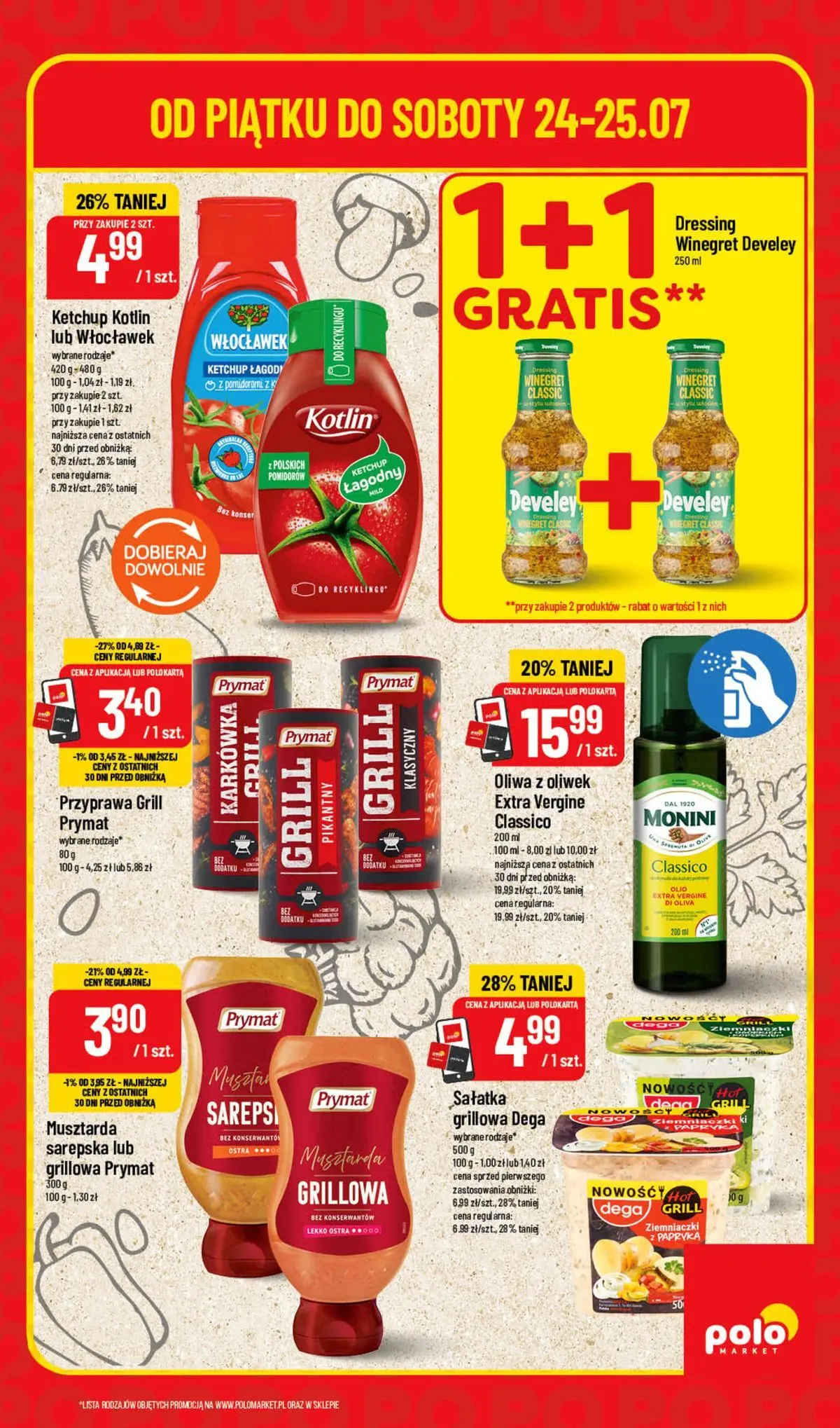 Nowa POLOmarket gazetka od jutra 24.07.2026 | Strona: 3 | Produkty: Karta, Karkówka, Musztarda, Sałatka