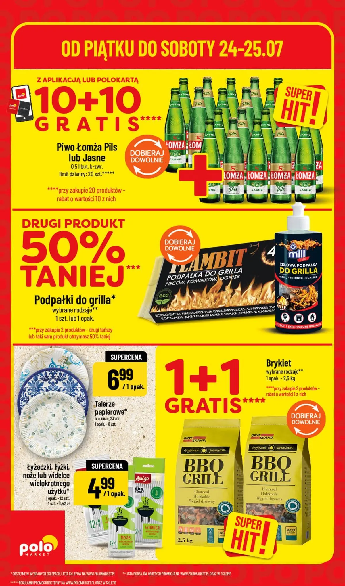 Nowa POLOmarket gazetka od jutra 24.07.2026 | Strona: 6 | Produkty: Grill, Talerze, Piwo