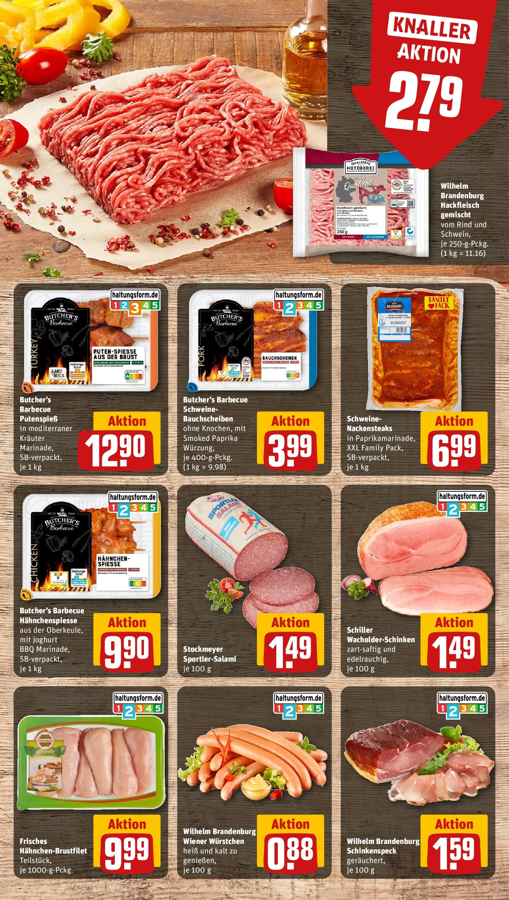 REWE Prospekt ab 27.07.2026 zum Blättern » Angebote | Seite: 6 | Produkte: Nackensteaks, Hahnchen, Spieße, Hackfleisch