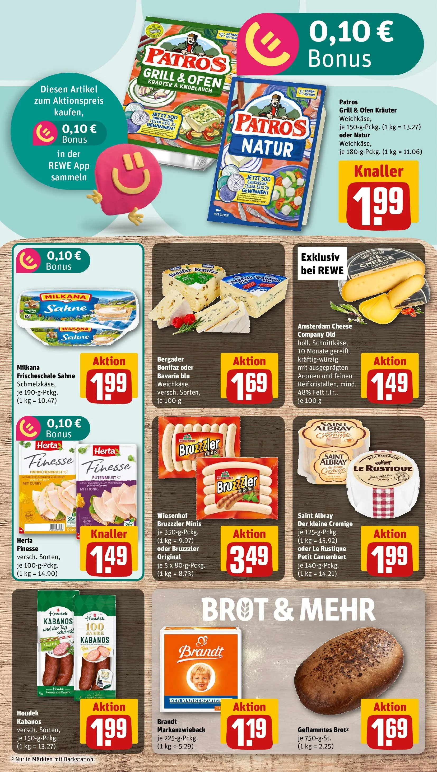 REWE Prospekt ab 27.07.2026 zum Blättern » Angebote | Seite: 7 | Produkte: Käse, Patros, Brot, Hahnchenbrust