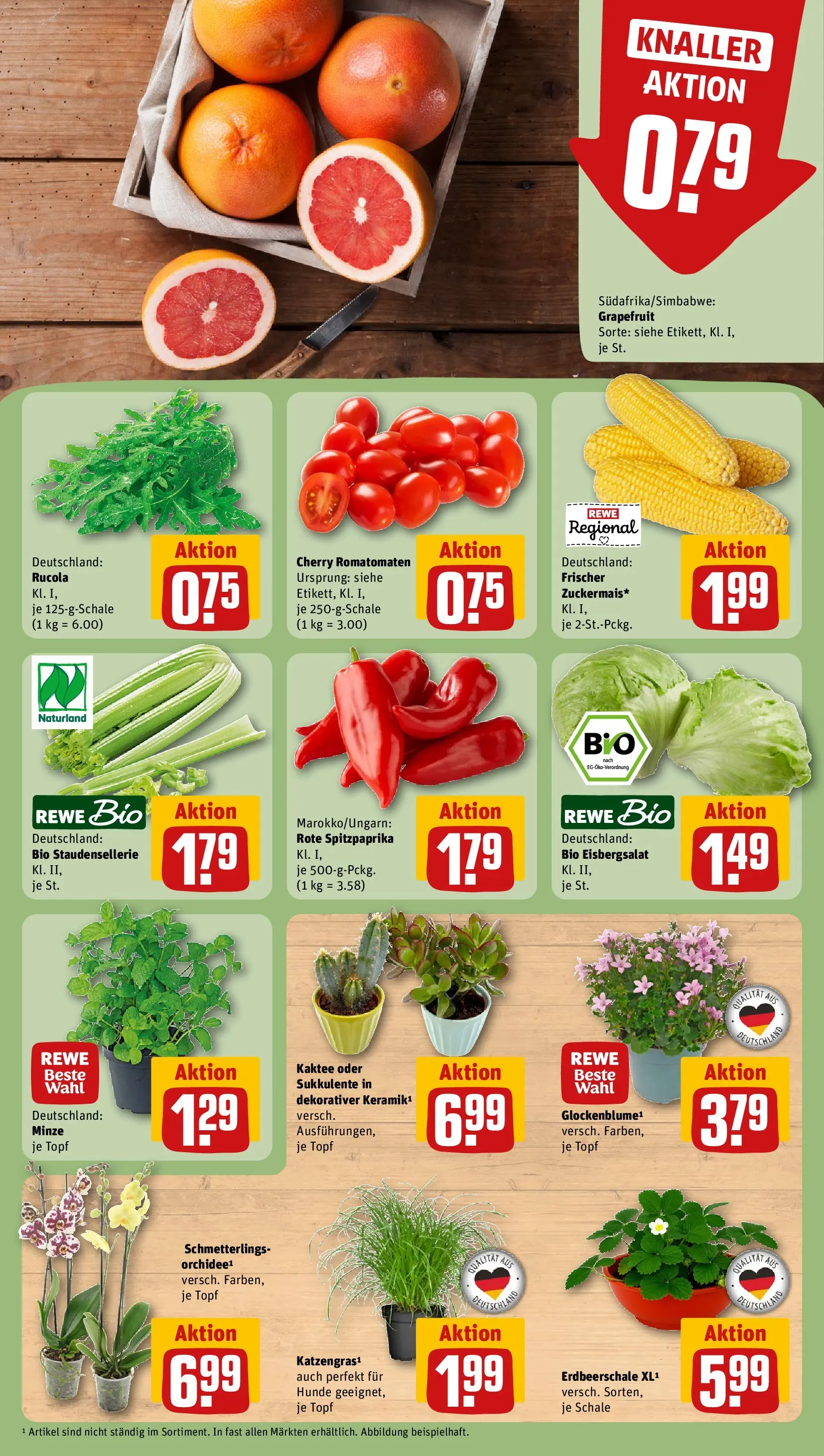 REWE Prospekt ab 27.07.2026 zum Blättern » Angebote | Seite: 5 | Produkte: Orchidee, Rucola, Eisbergsalat, Grapefruit