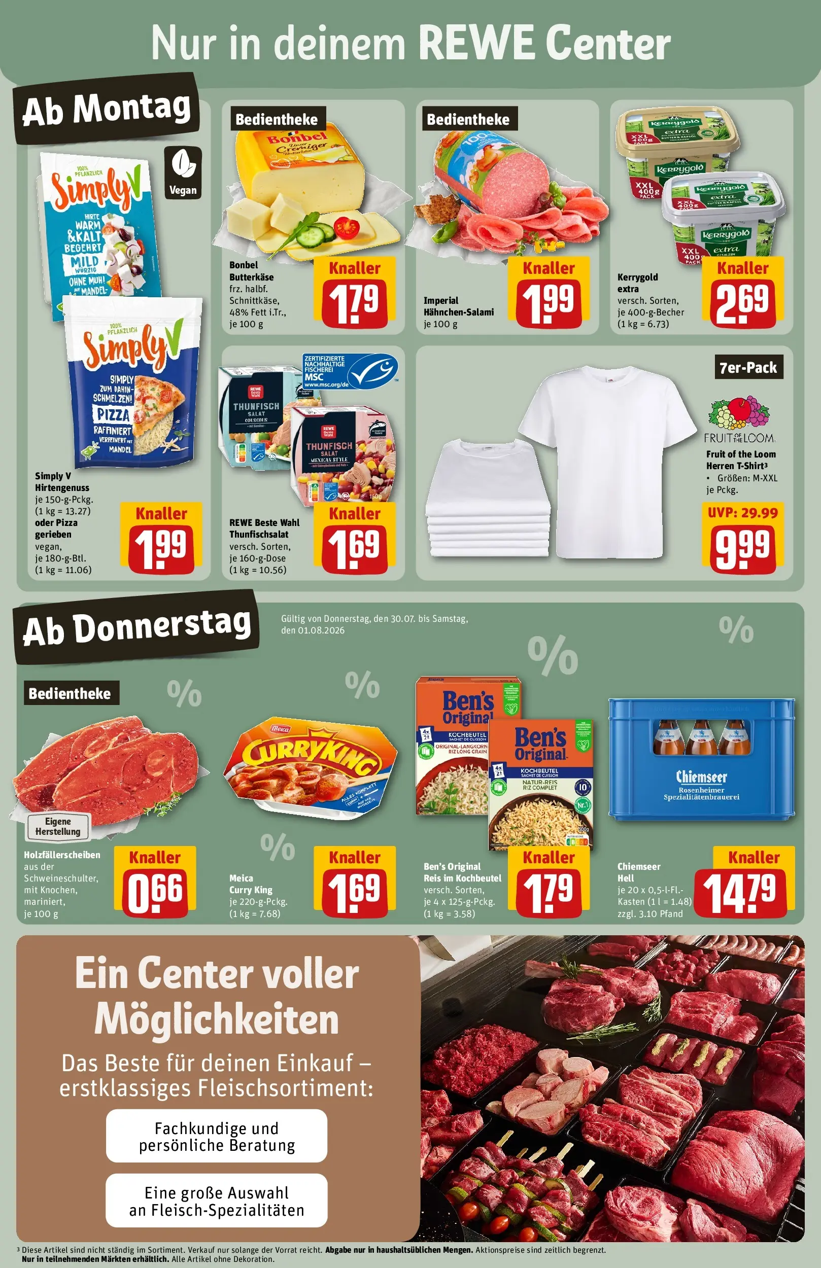 REWE Prospekt ab 27.07.2026 zum Blättern » Angebote | Seite: 3 | Produkte: Thunfisch, Pizza, Reis, Salat