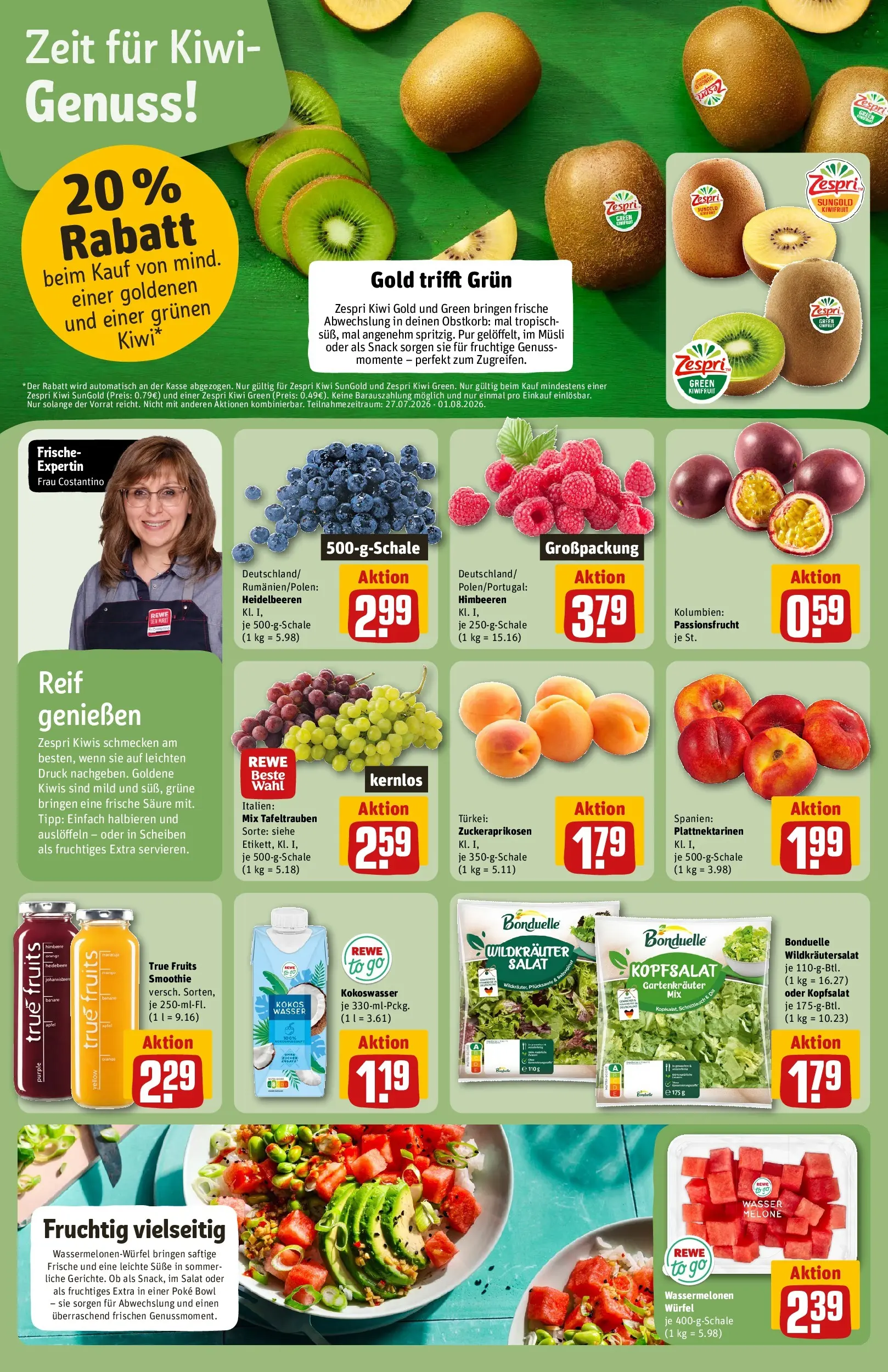 REWE Prospekt ab 27.07.2026 zum Blättern » Angebote | Seite: 6 | Produkte: Musli, Himbeeren, Wasser, Himbeere