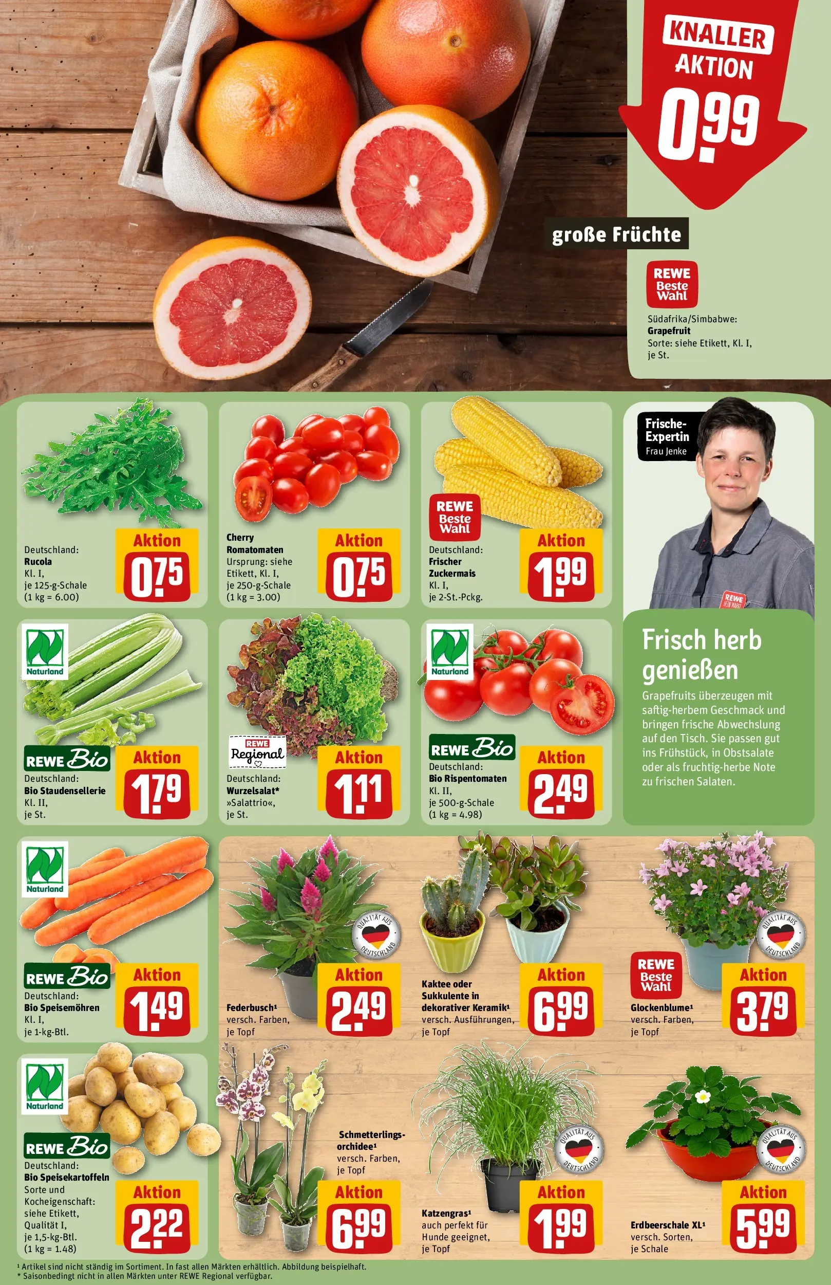 REWE Prospekt ab 27.07.2026 zum Blättern » Angebote | Seite: 7 | Produkte: Rucola, Grapefruit