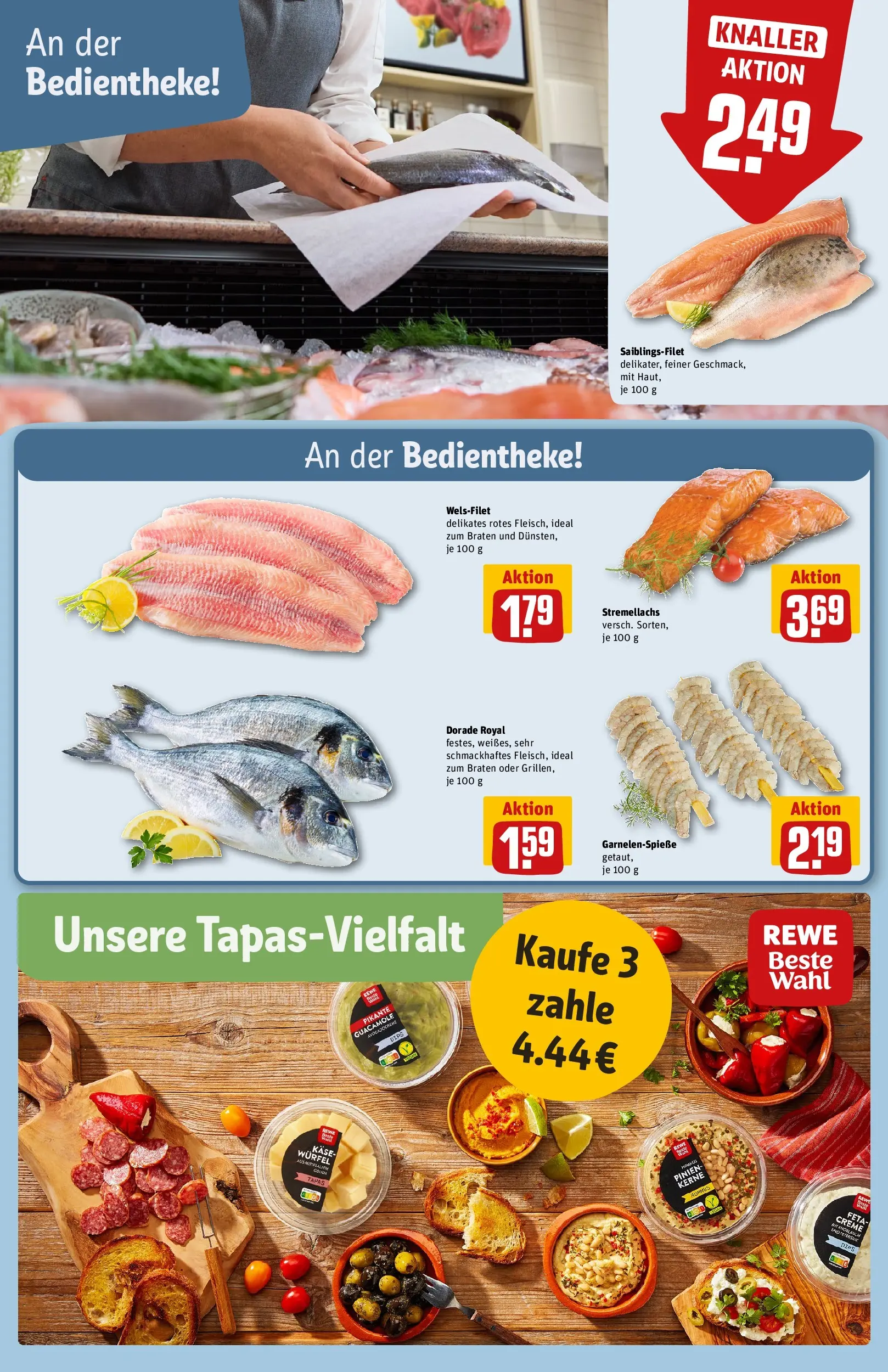 REWE Prospekt ab 27.07.2026 zum Blättern » Angebote | Seite: 18 | Produkte: Dorade, Feta, Käse, Creme