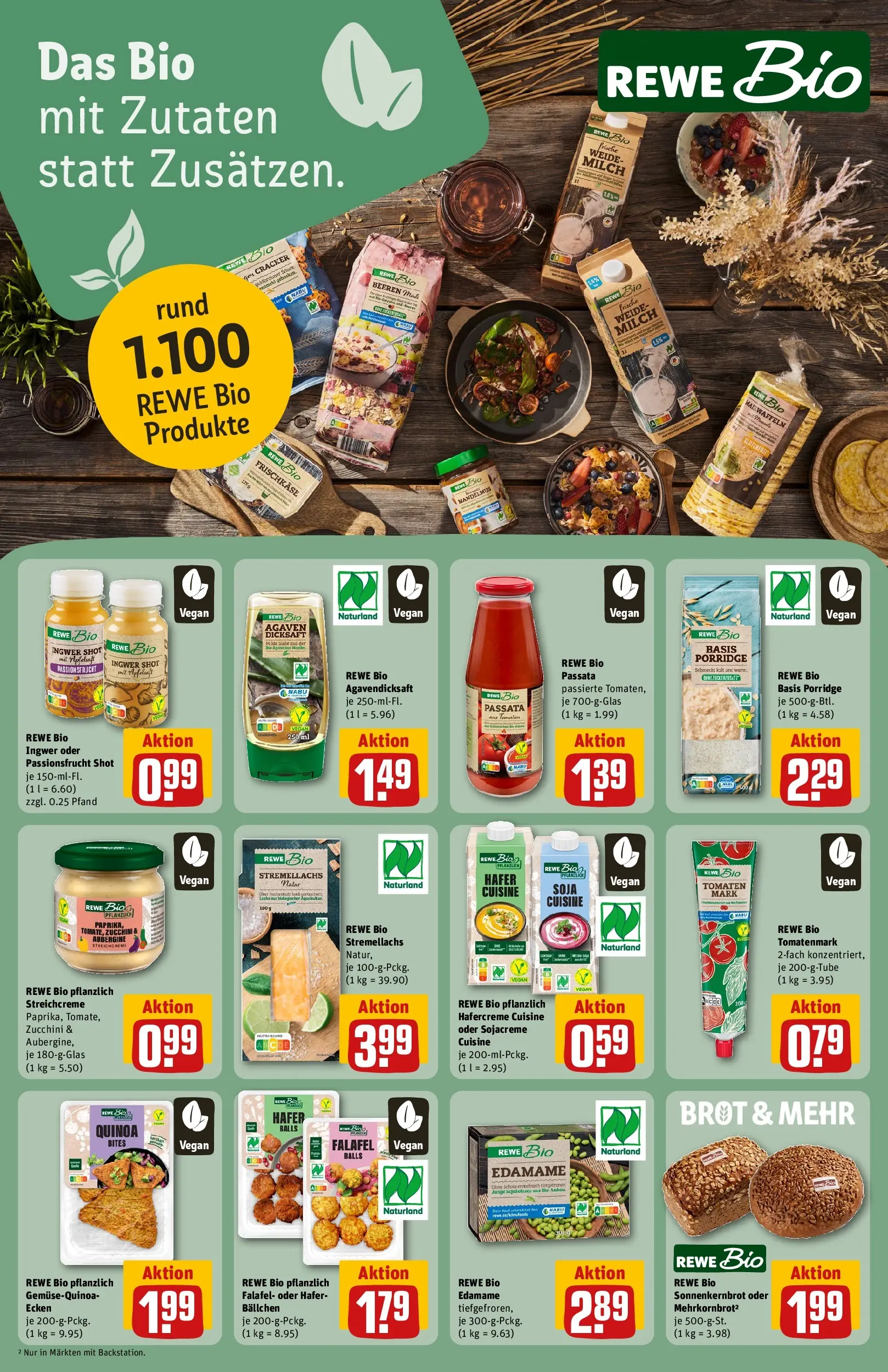 REWE Prospekt ab 27.07.2026 zum Blättern » Angebote | Seite: 20 | Produkte: Milch, Aubergine, Brot, Frischkase