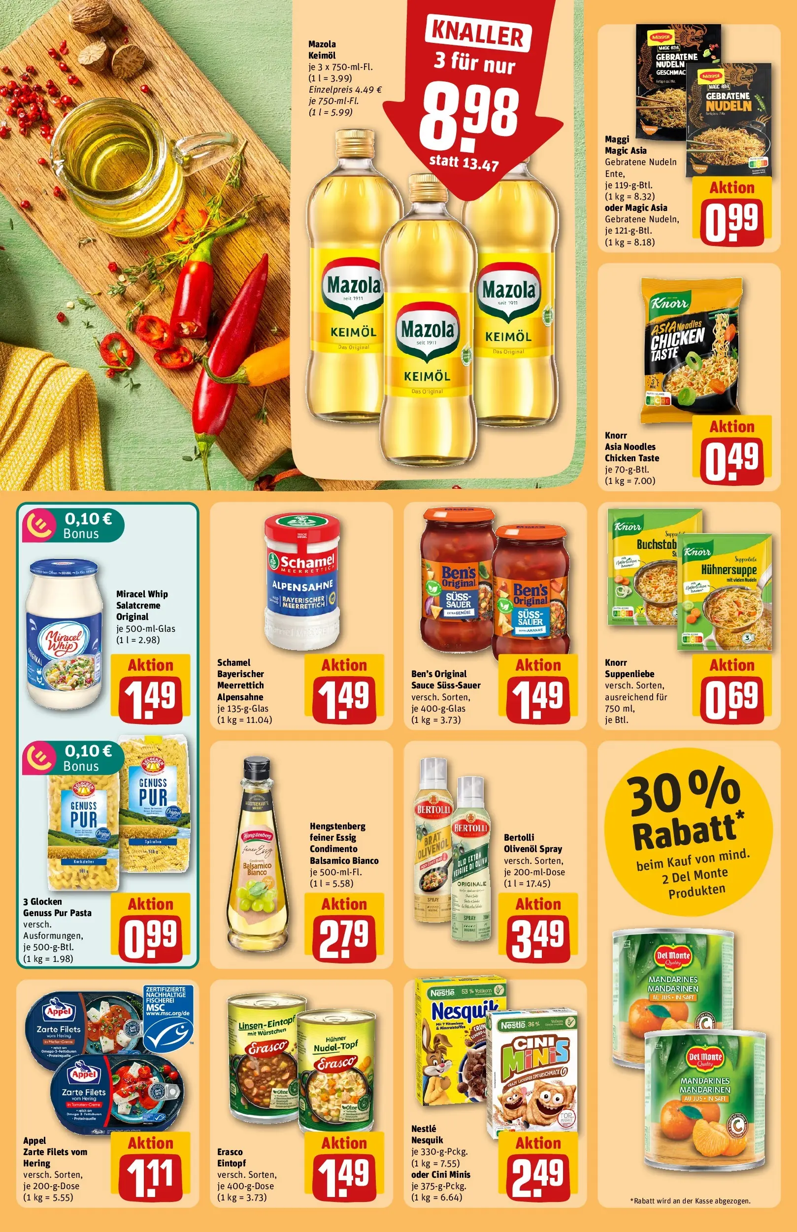 REWE Prospekt ab 27.07.2026 zum Blättern » Angebote | Seite: 22 | Produkte: Nesquik, Balsamico, Ananas, Pasta