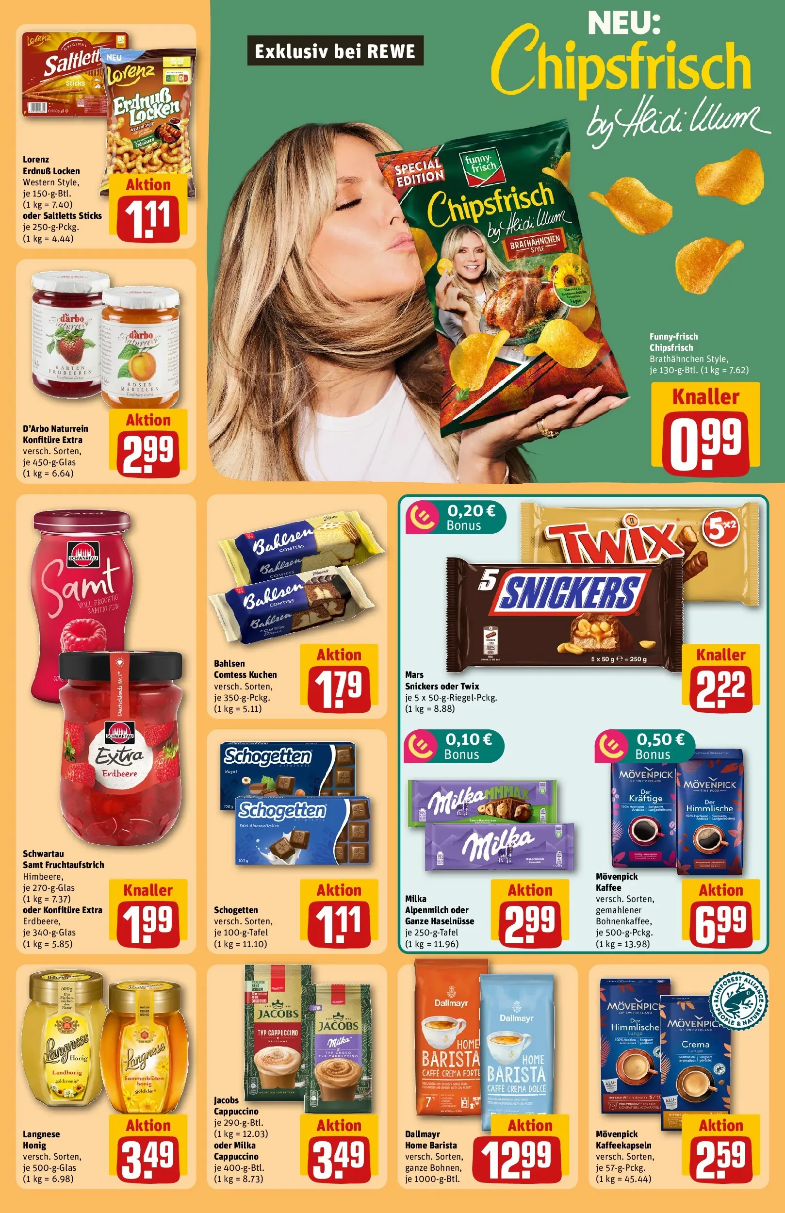 REWE Prospekt ab 27.07.2026 zum Blättern » Angebote | Seite: 23 | Produkte: Langnese, Snickers, Twix, Kuchen