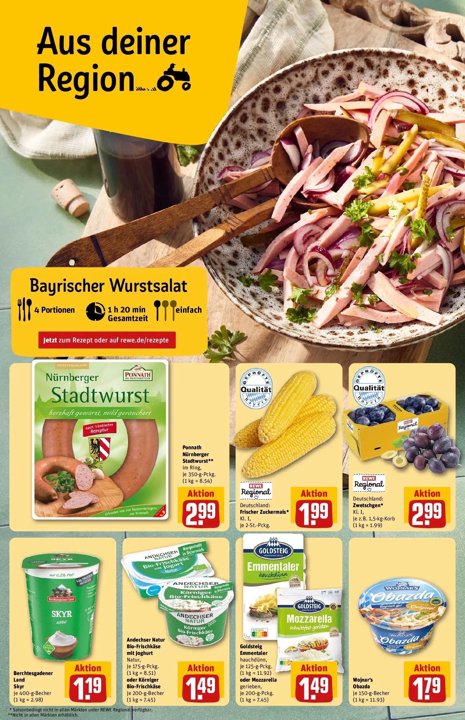REWE Prospekt ab 27.07.2026 zum Blättern » Angebote | Seite: 4 | Produkte: Joghurt, Mozzarella, Skyr, Frischkase