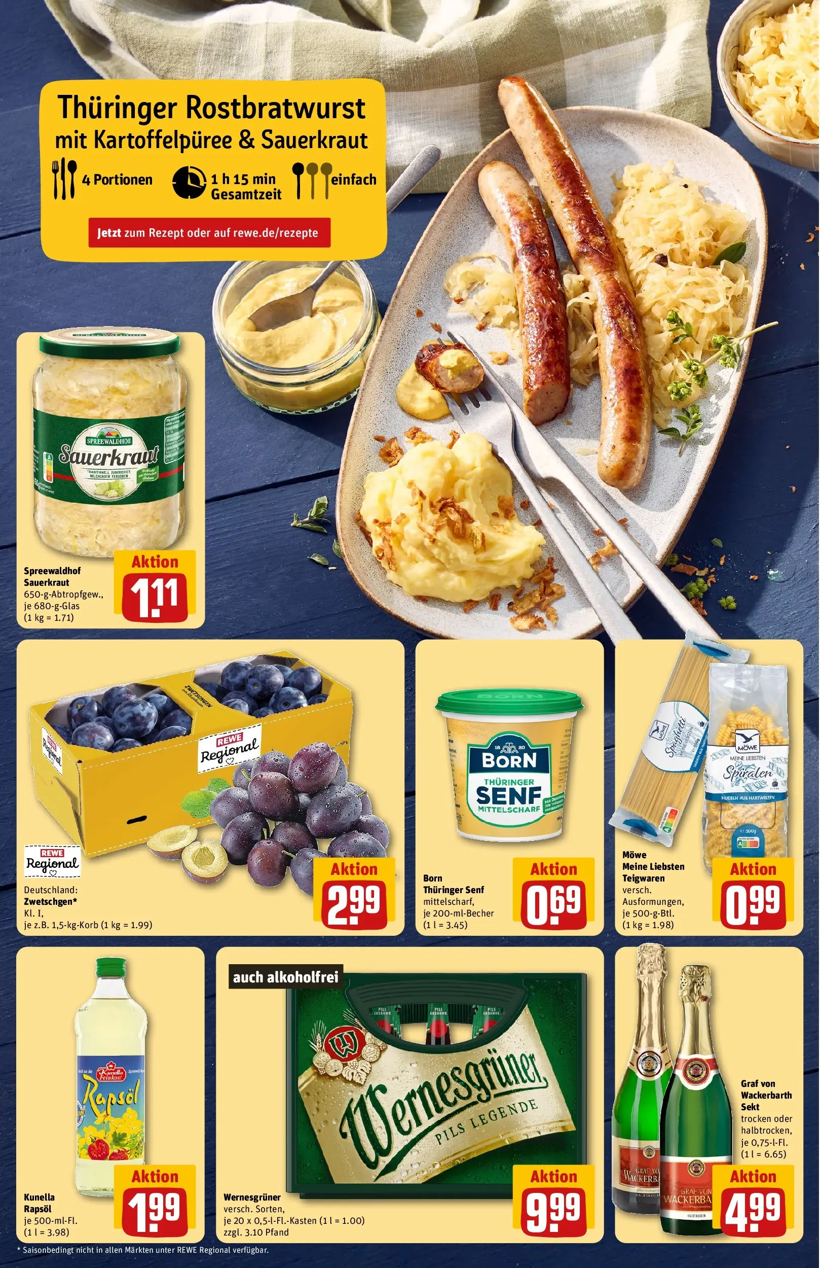 REWE Prospekt ab 27.07.2026 zum Blättern » Angebote | Seite: 4 | Produkte: Rapsöl, Sekt, Pils, Wernesgruner