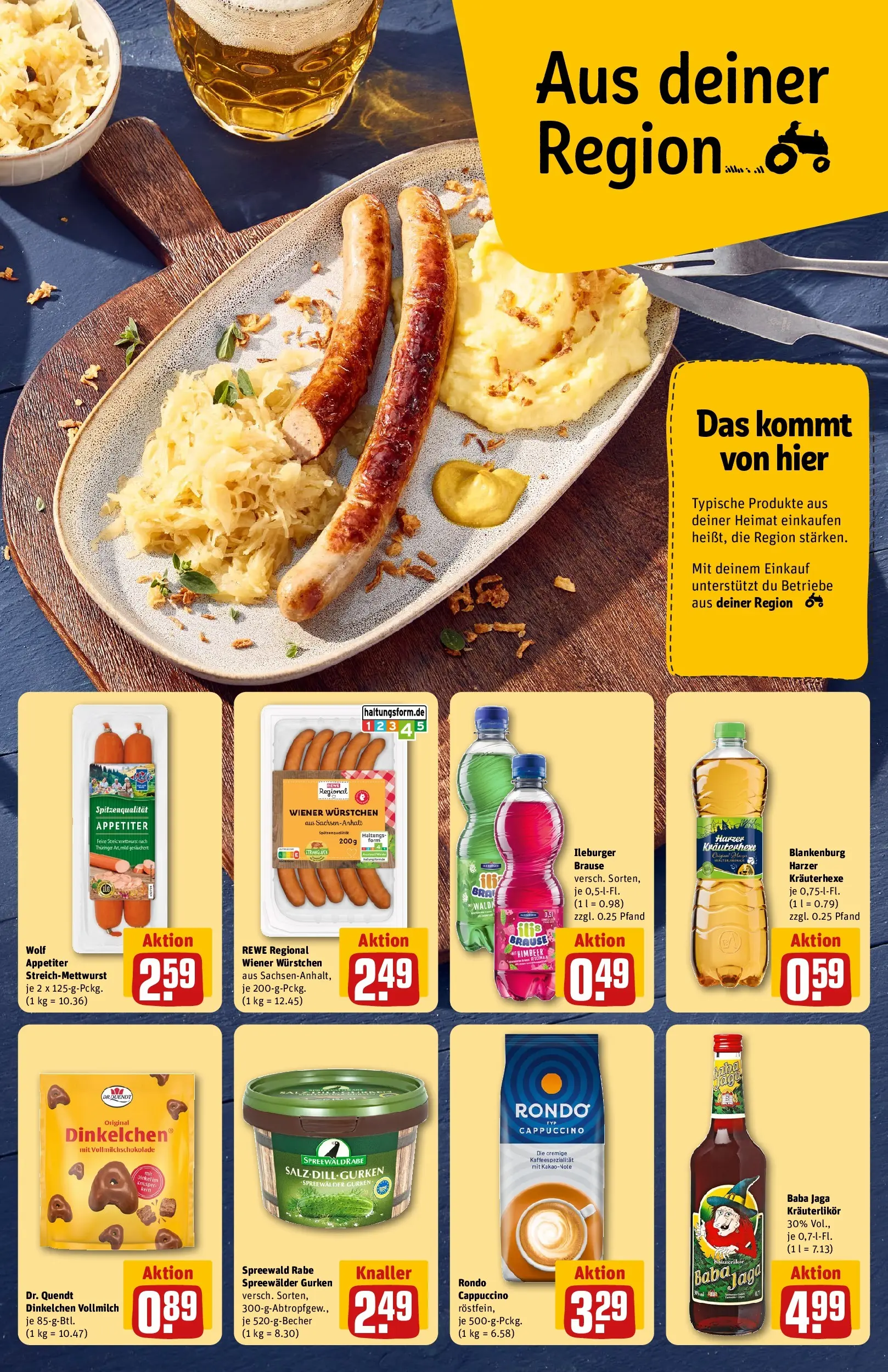 REWE Prospekt ab 27.07.2026 zum Blättern » Angebote | Seite: 5 | Produkte: Wiener wurstchen, Salz, Gurken