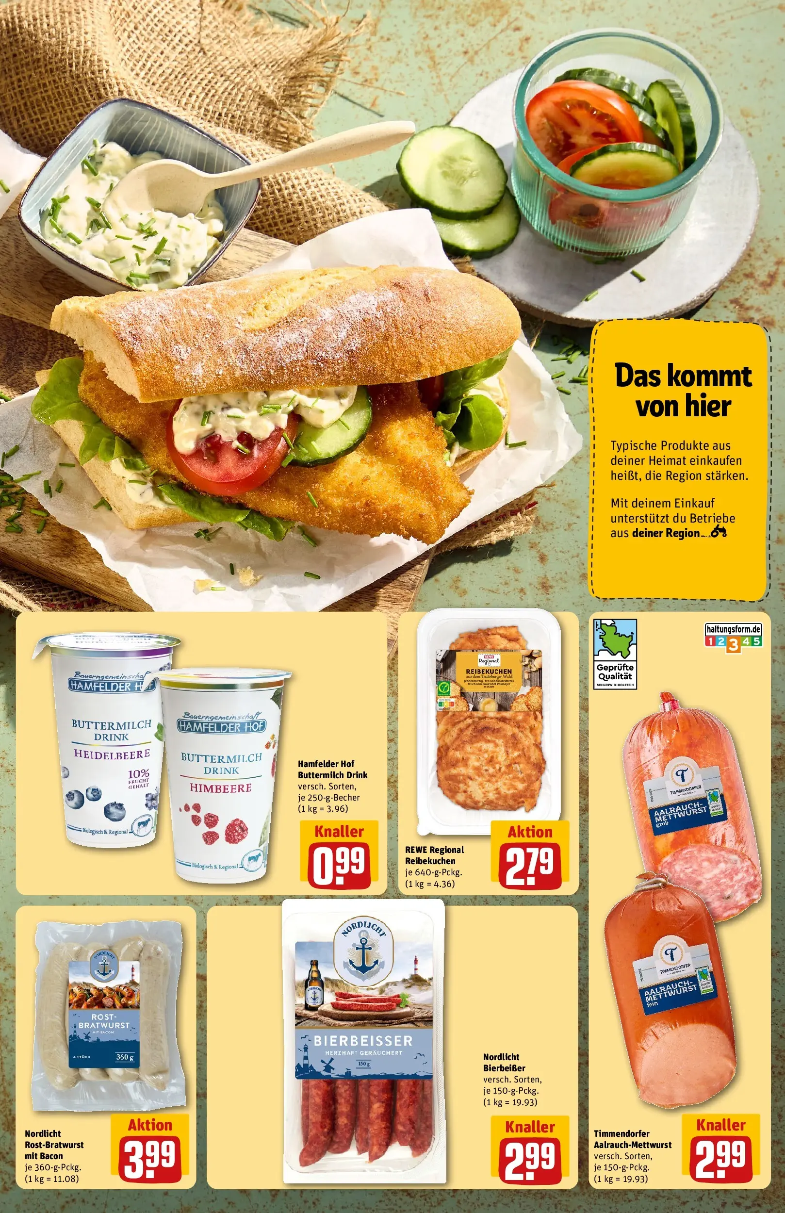 REWE Prospekt ab 27.07.2026 zum Blättern » Angebote | Seite: 5 | Produkte: Buttermilch, Bratwurst, Himbeere