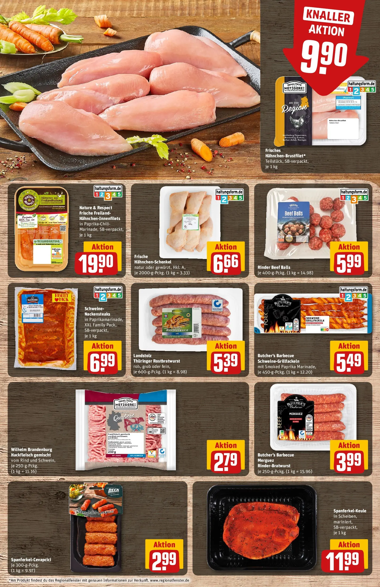 REWE Prospekt ab 27.07.2026 zum Blättern » Angebote | Seite: 9 | Produkte: Nackensteaks, Hahnchenschenkel, Paprika, Hackfleisch