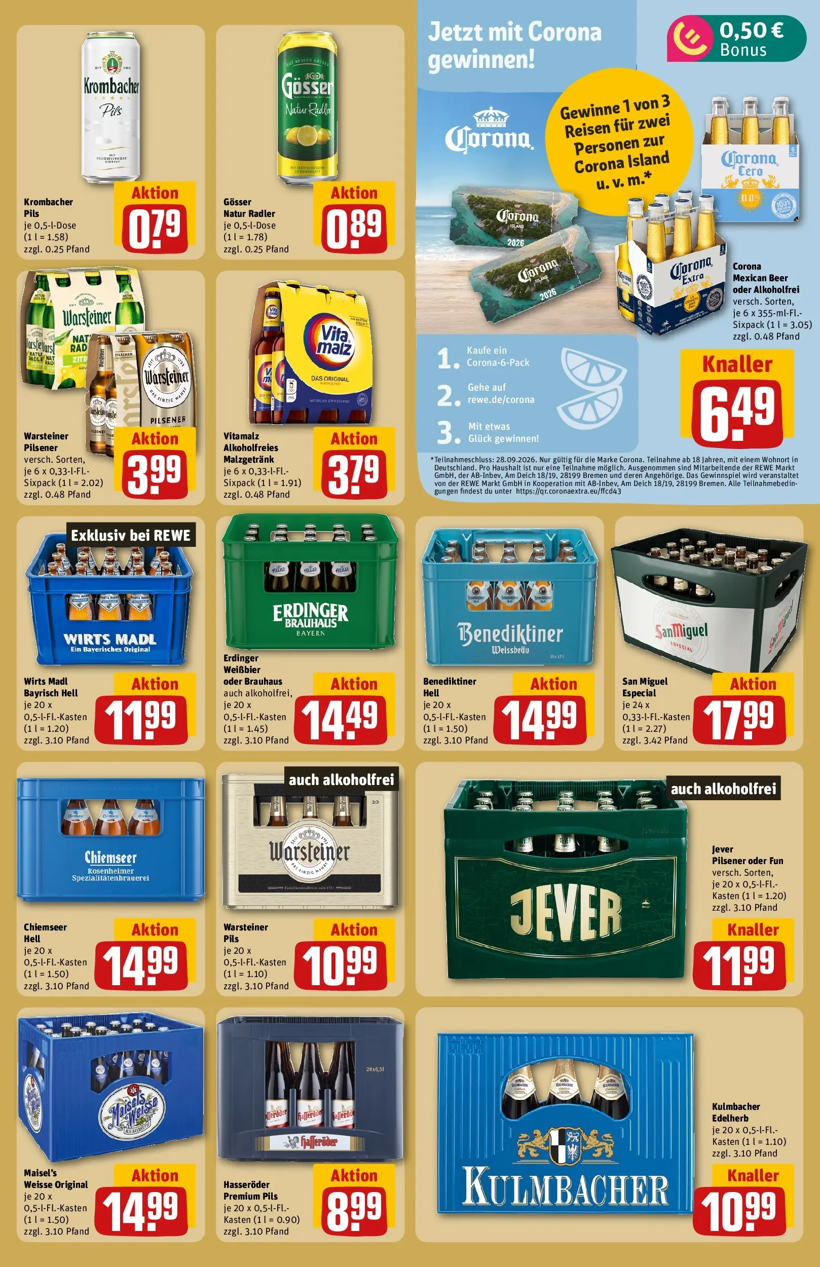 REWE Prospekt ab 27.07.2026 zum Blättern » Angebote | Seite: 17 | Produkte: Weißbier, Radler, Krombacher, Hasseröder