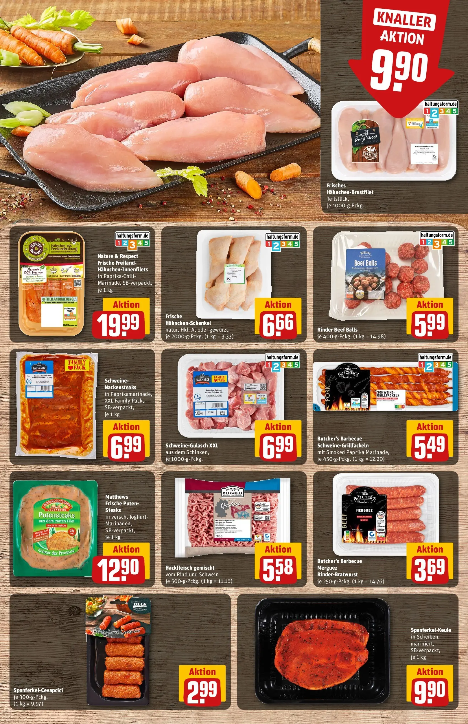 REWE Prospekt ab 27.07.2026 zum Blättern » Angebote | Seite: 9 | Produkte: Schweinegulasch, Hahnchen, Joghurt, Hackfleisch